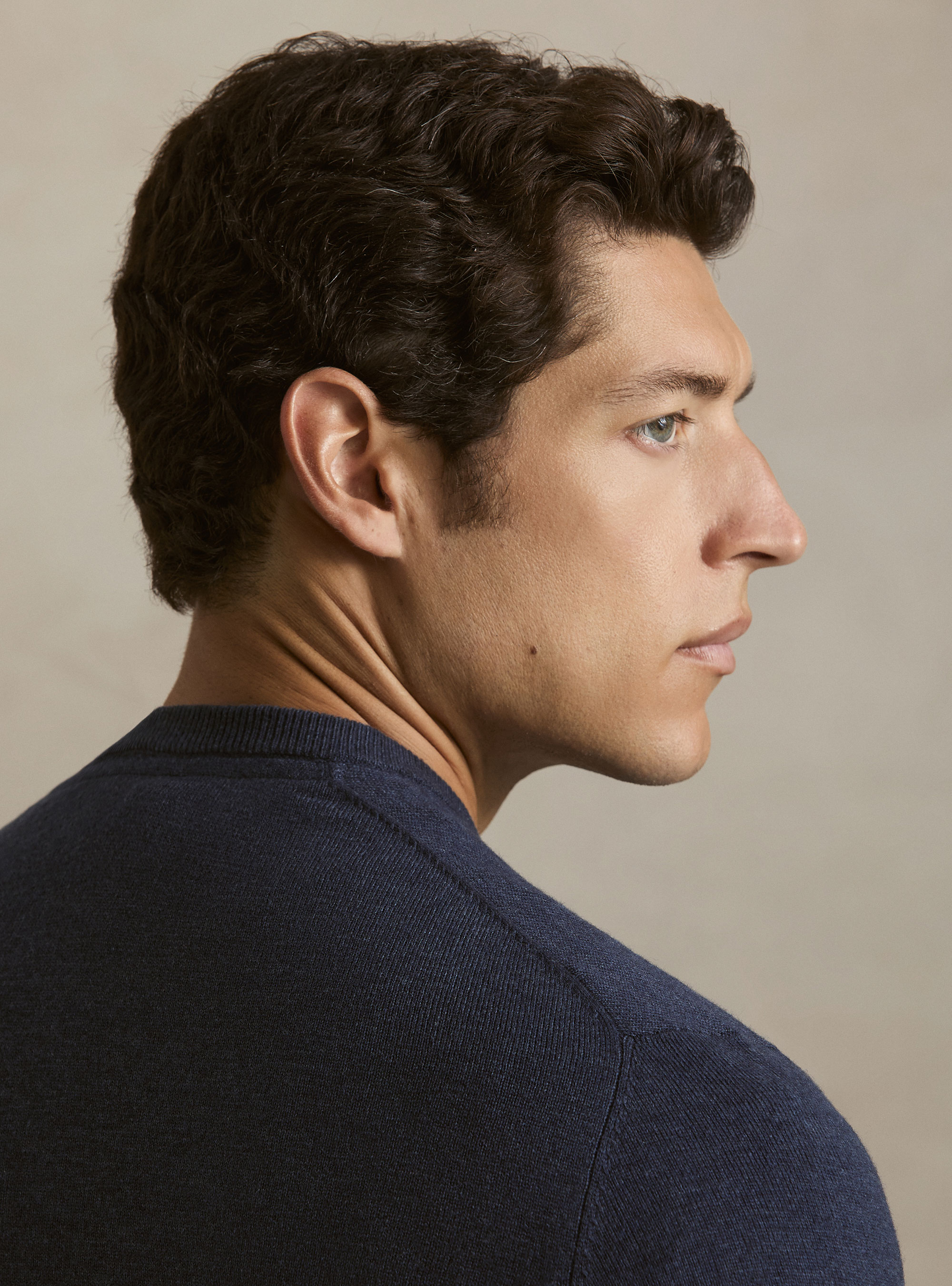 Girocollo in maglia in lana poliammide cashmere, INK