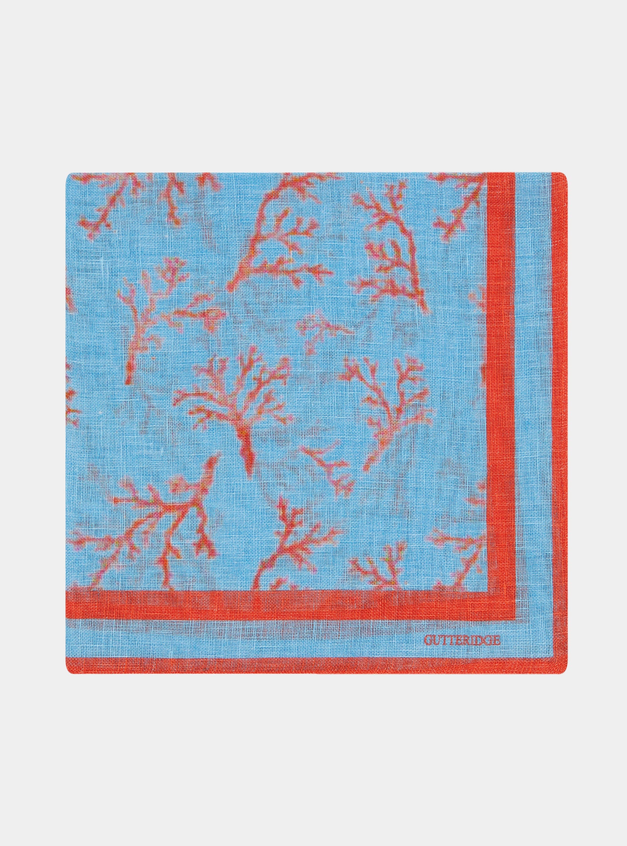 Foulard corallo in lino stampato, CORALLO 0426C