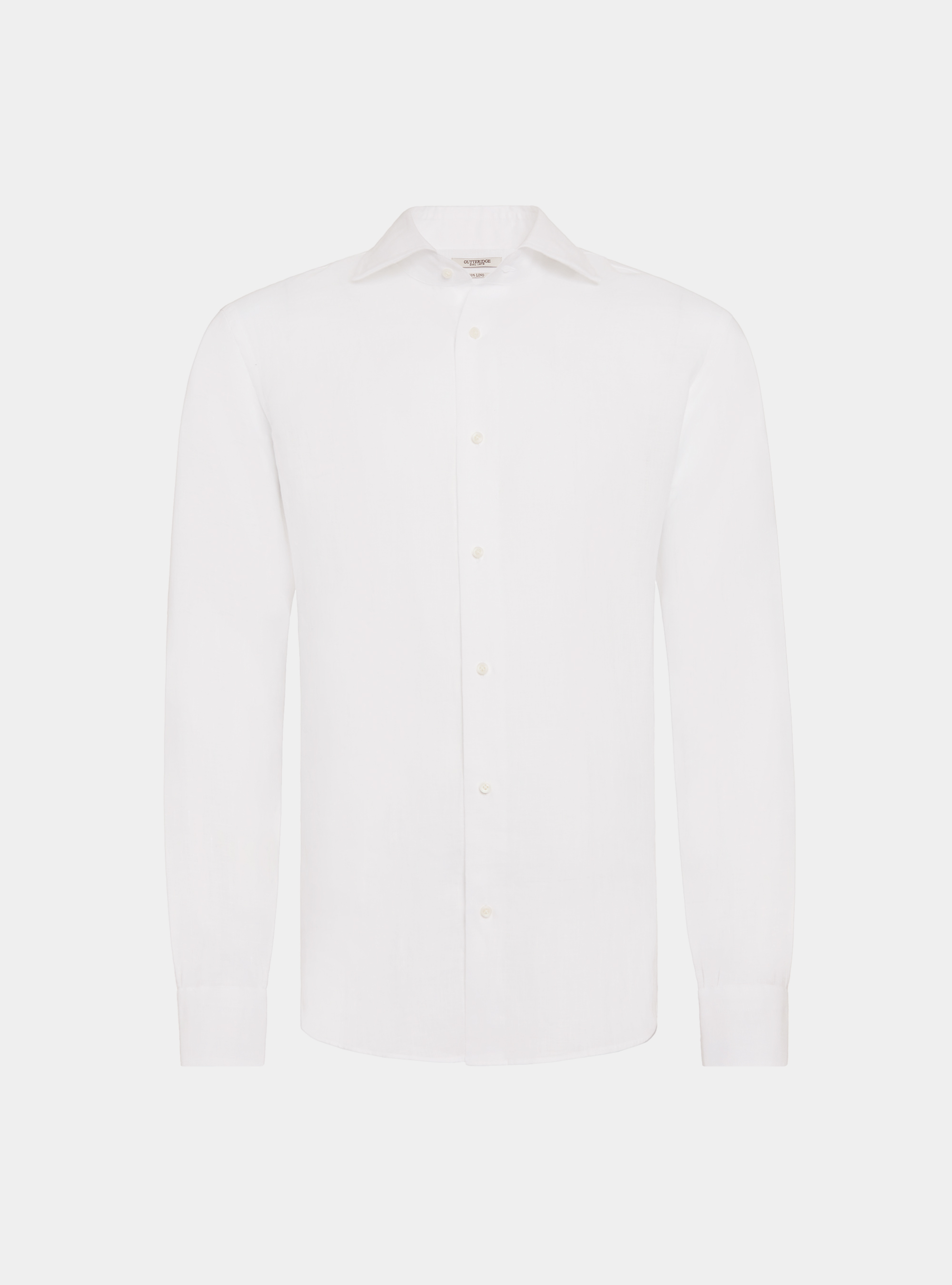 Italian collar shirt in pure linen, WHITE
