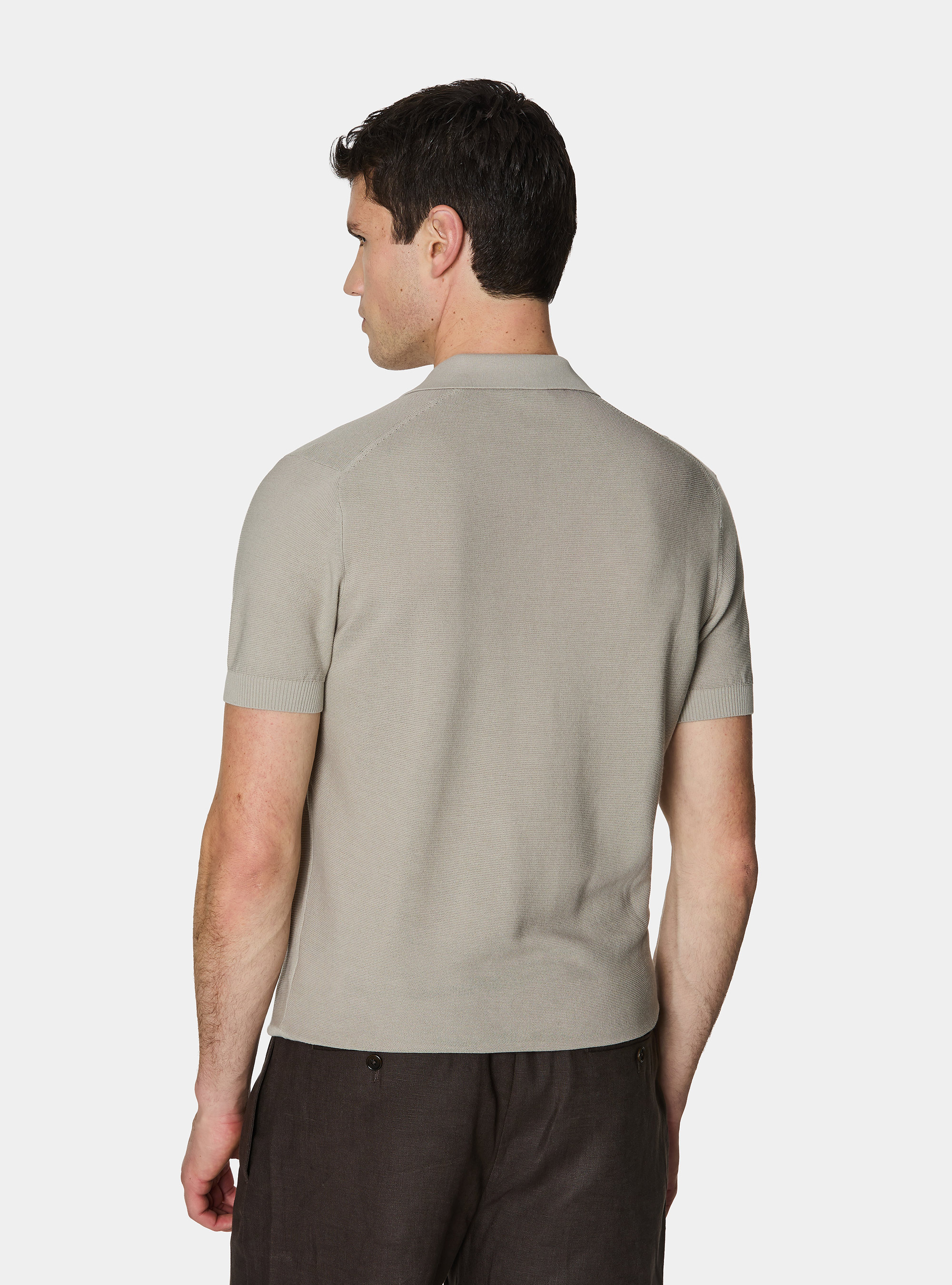 Knitted links polo shirt in extra-fine cotton, SAND