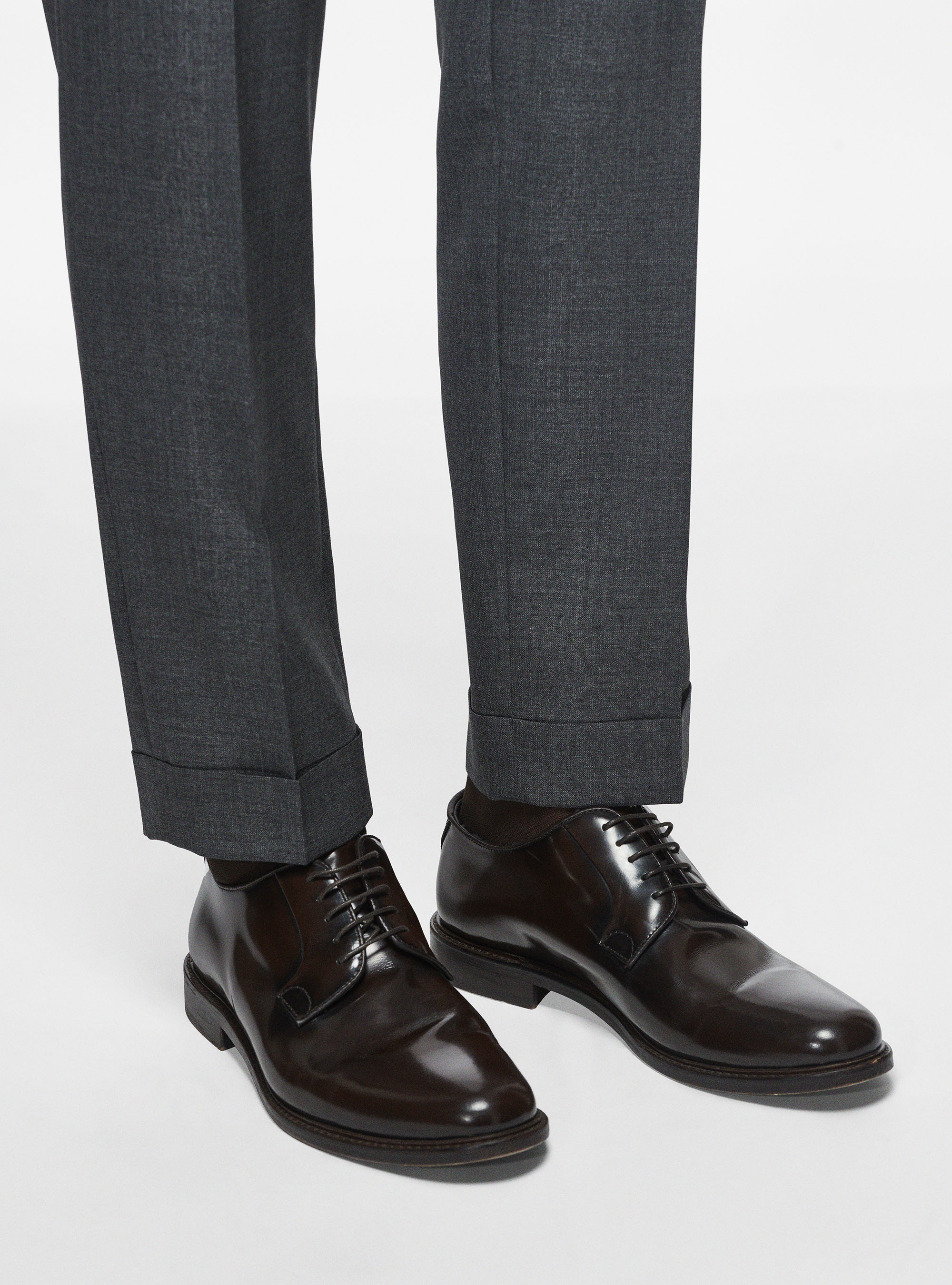 Pantaloni con pince in pura lana, ASFALTO 0112C