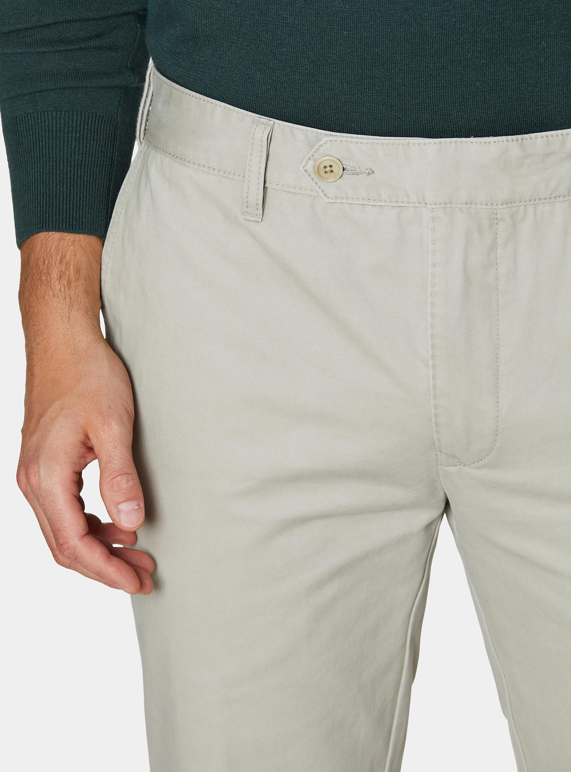 Cotton twill chino trousers, ECRU