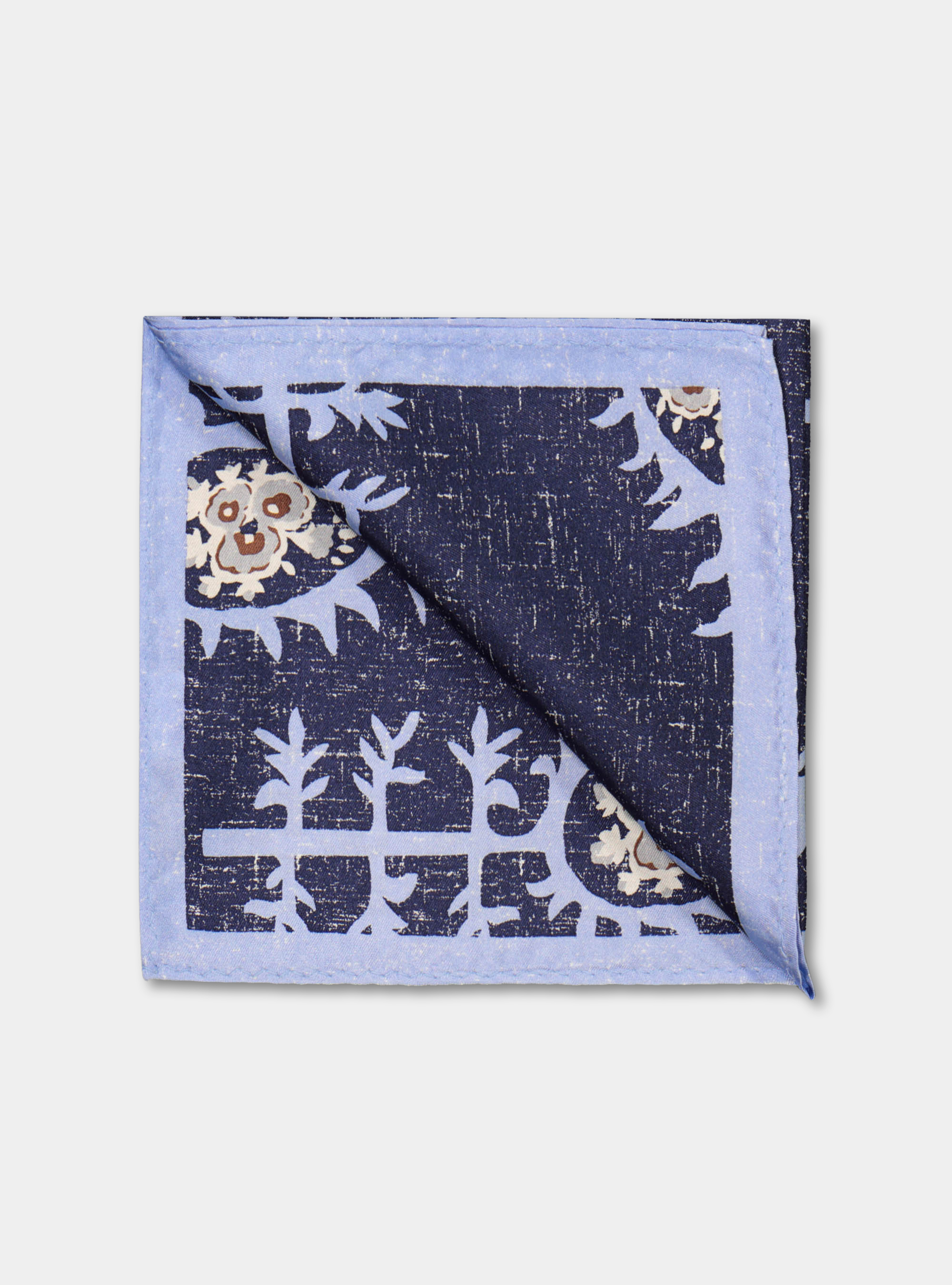 Macro pattern printed silk pochette, NAVY BLUE