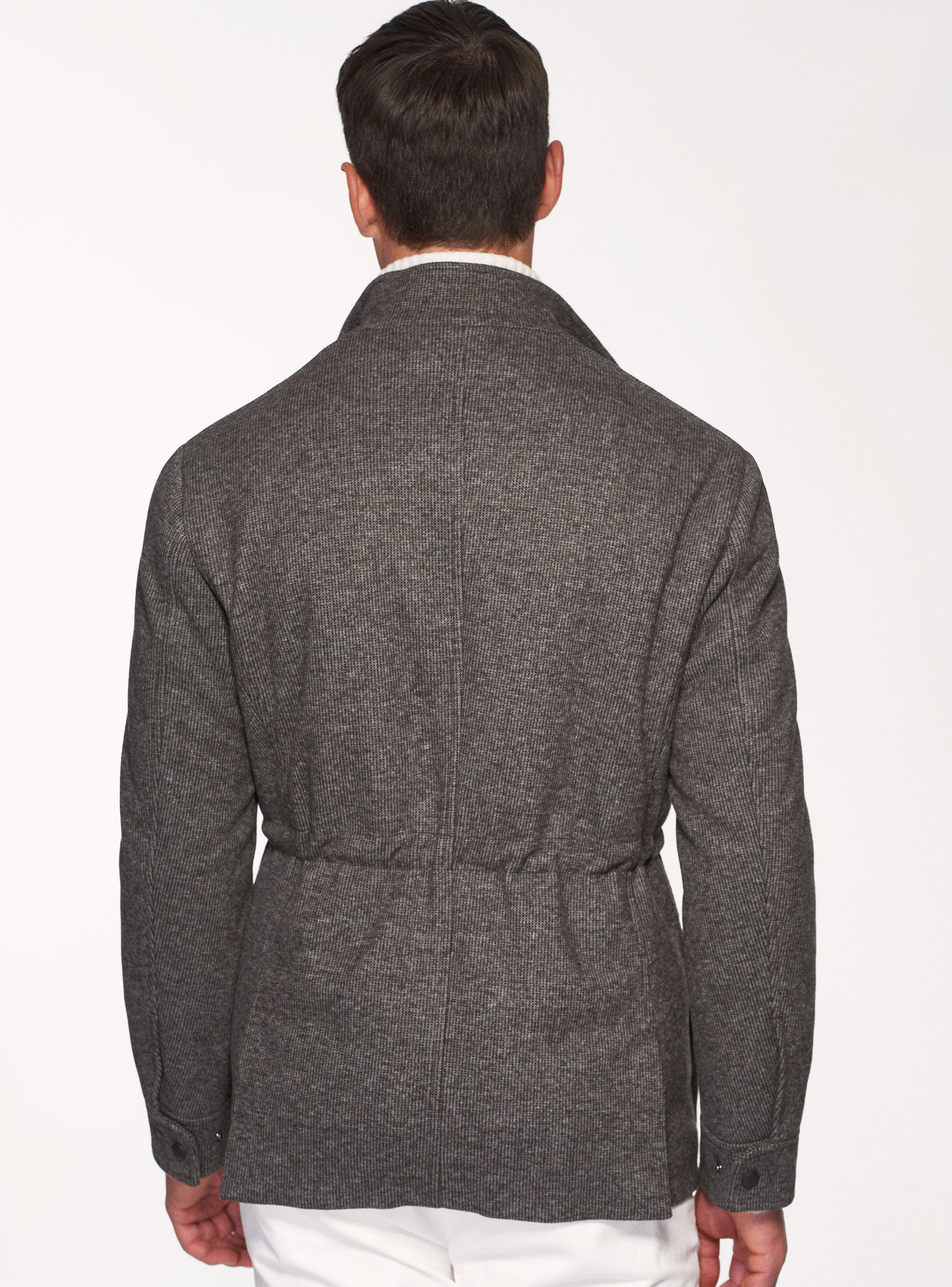 Field jacket in misto lana, MARRONE