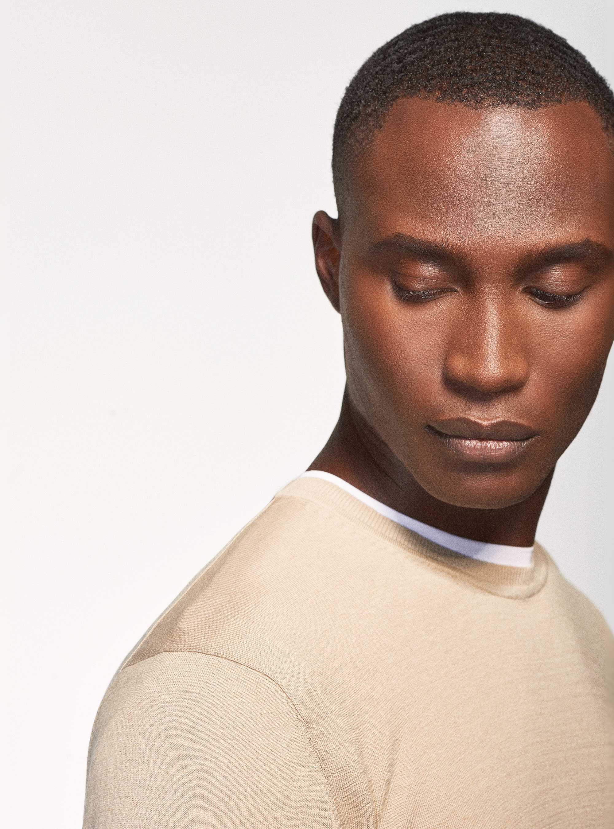 Maglia girocollo in seta cotone, ECRU