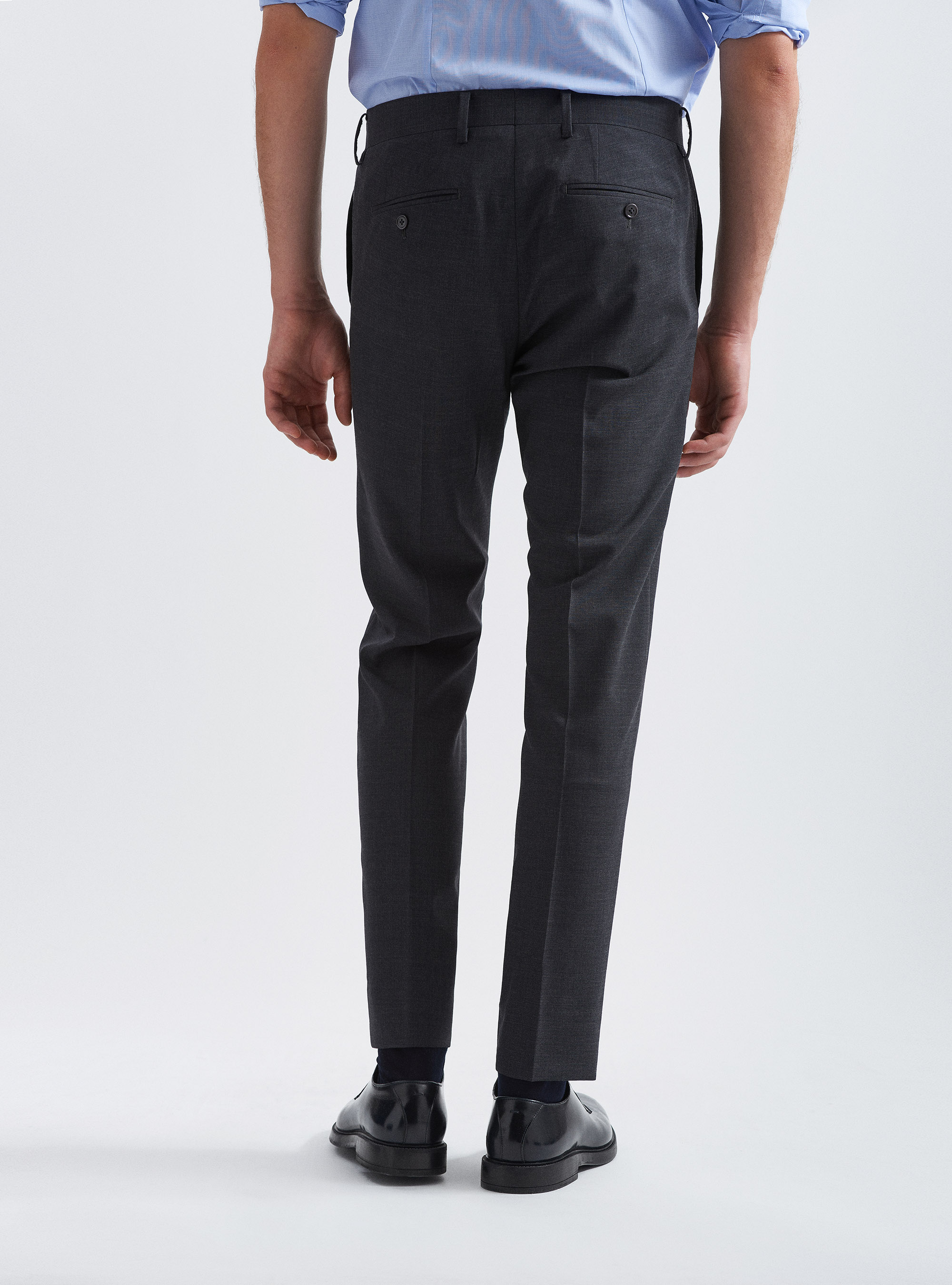 Pantaloni per abito in fresco lana, ASFALTO 0112C