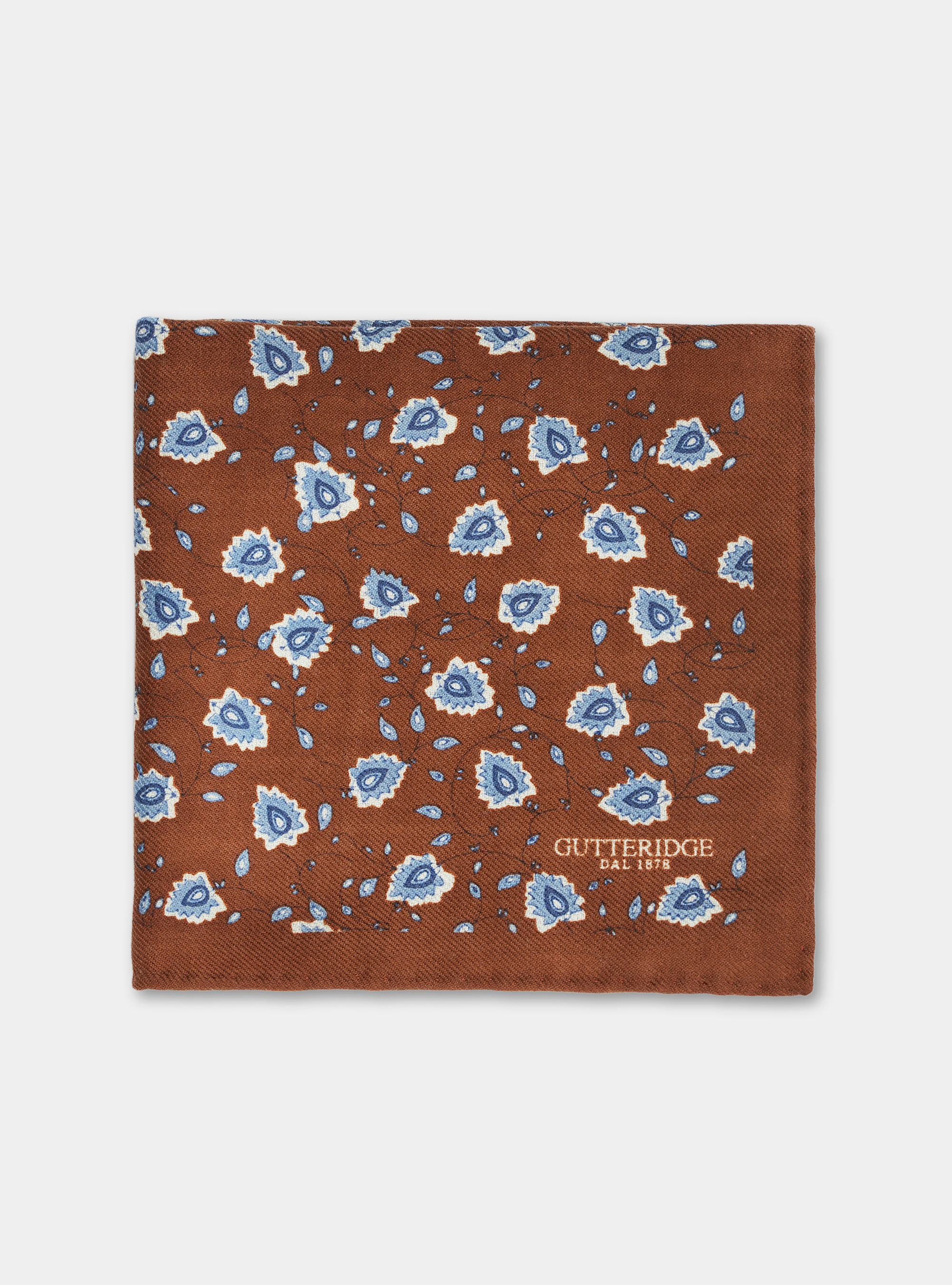 Flower print wool pocket square, MULTICOLOR