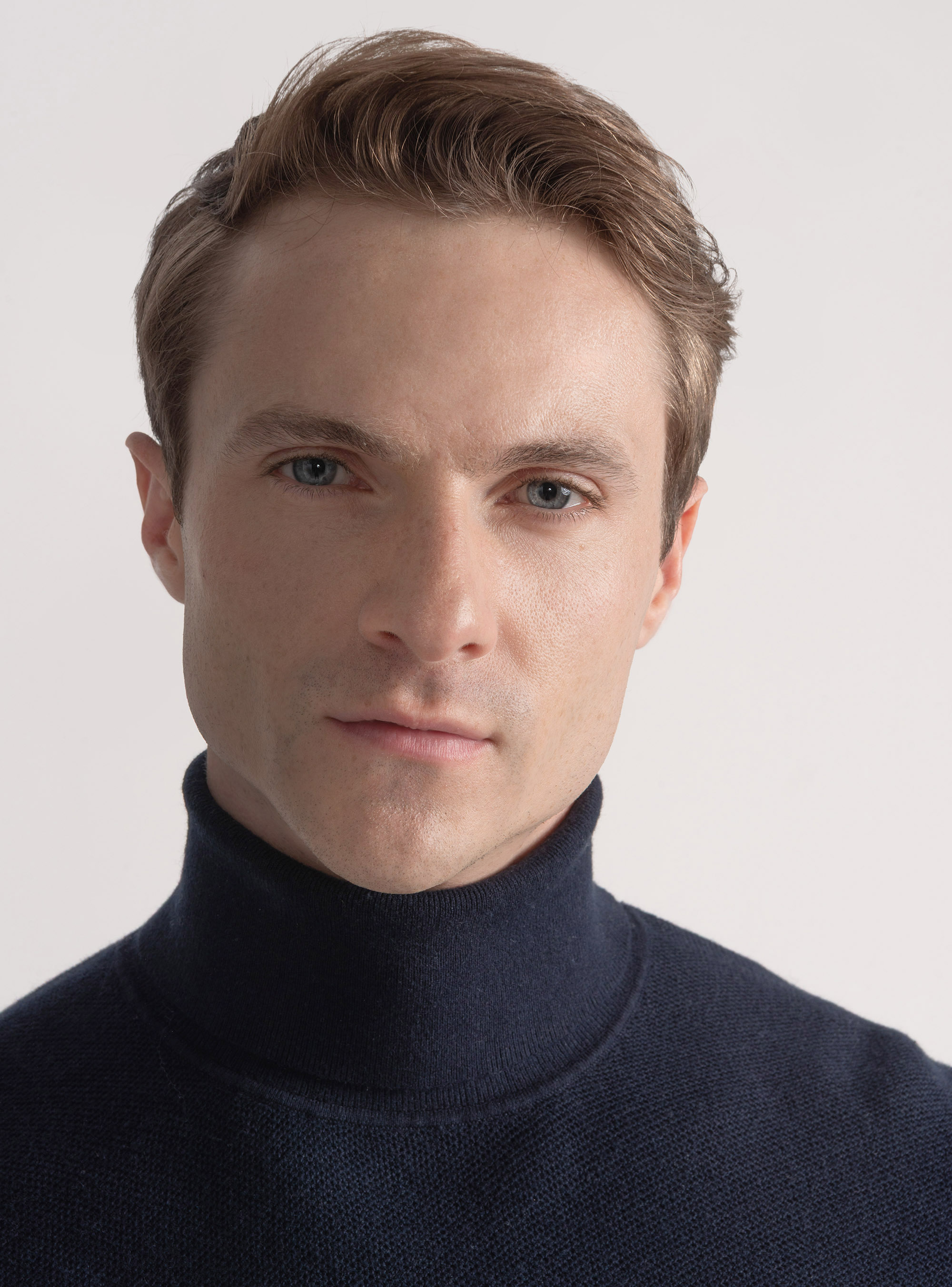 Cotton cashmere honeycomb turtleneck, NAVY BLUE