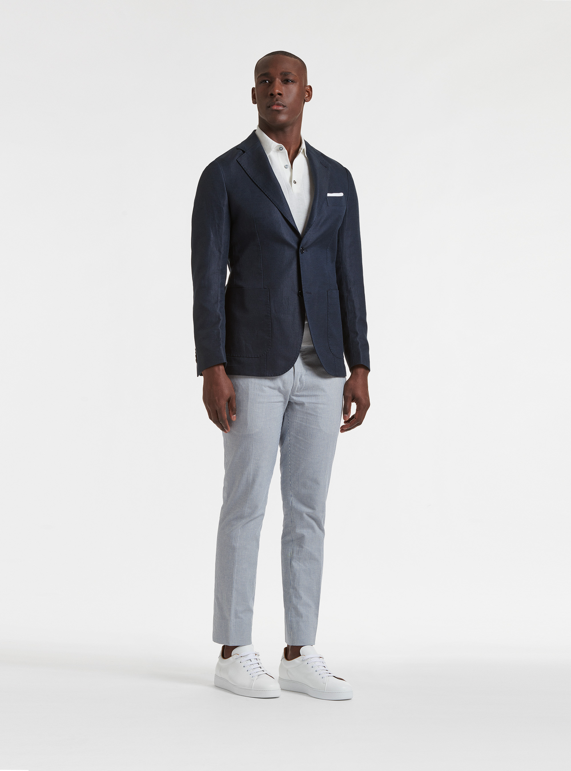 Jacke aus Leinen und Baumwolle, NAVY 0218C