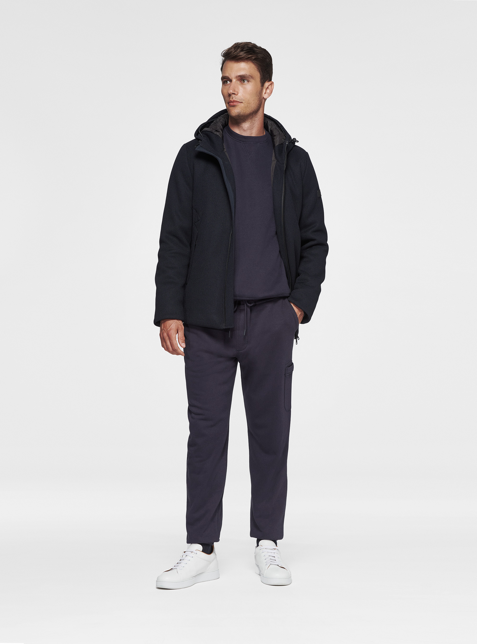 Padded jacket with hood, NAVY BLUE