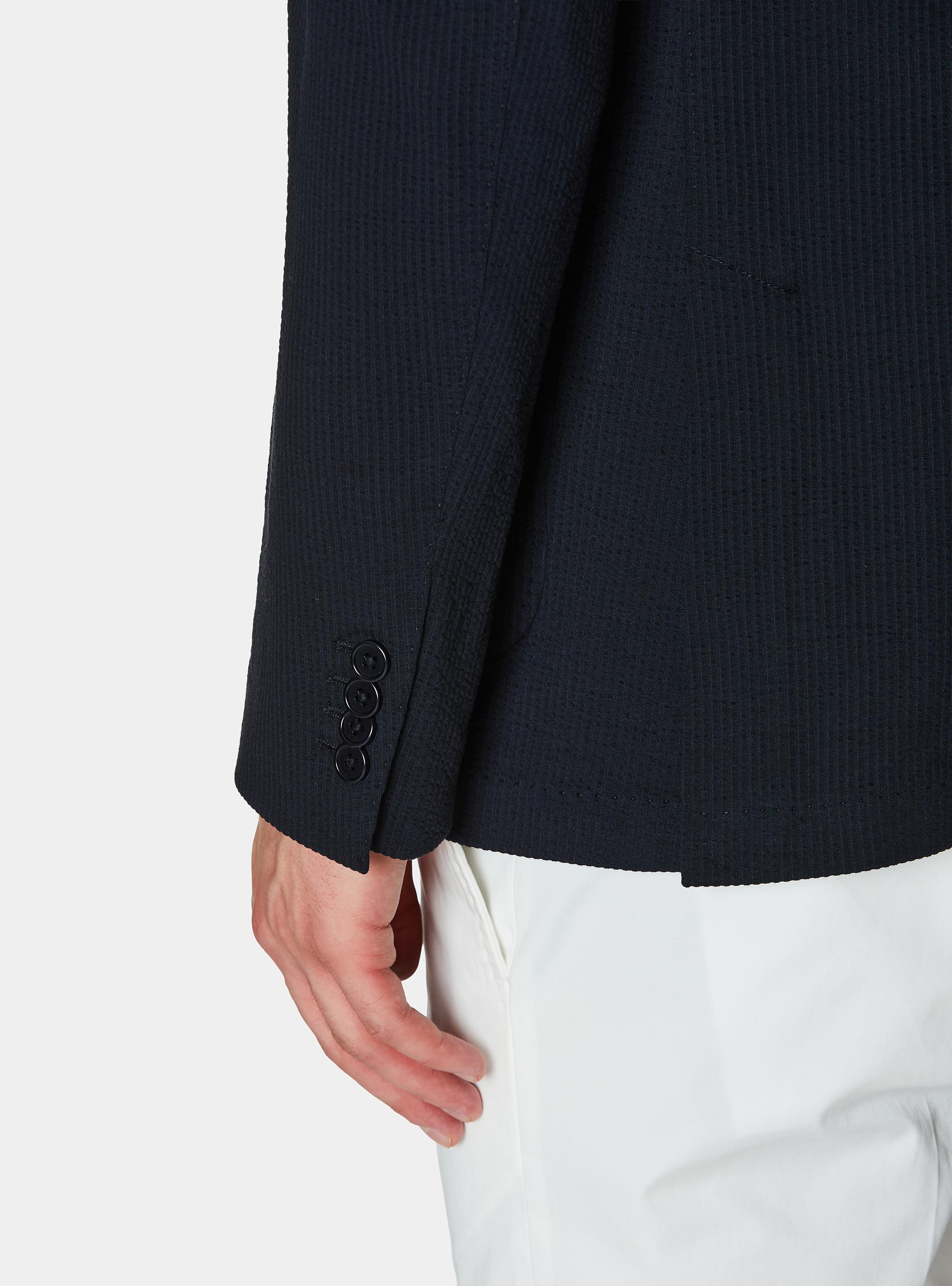 Giacca stretch in cotone tecnico, BLU NAVY