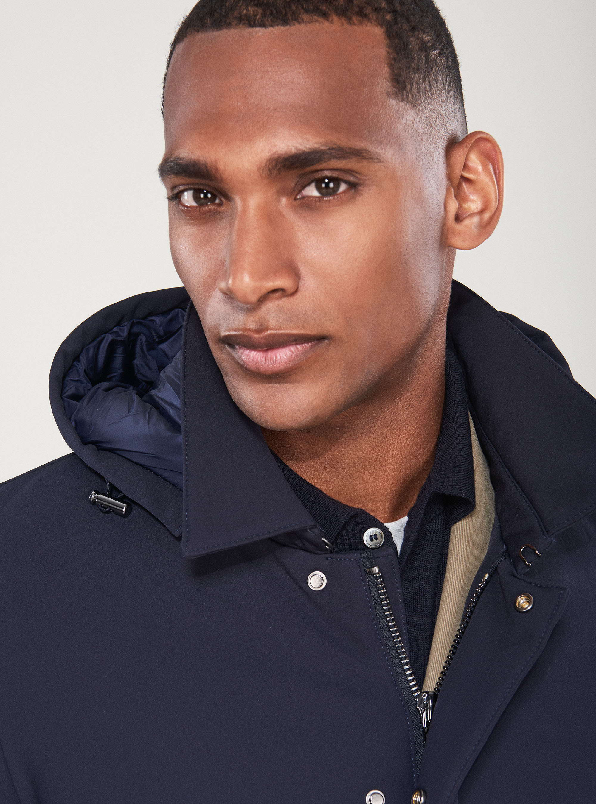 Veste en tissu technique imperm&eacute;able et coupe-vent, BLEU MARINE