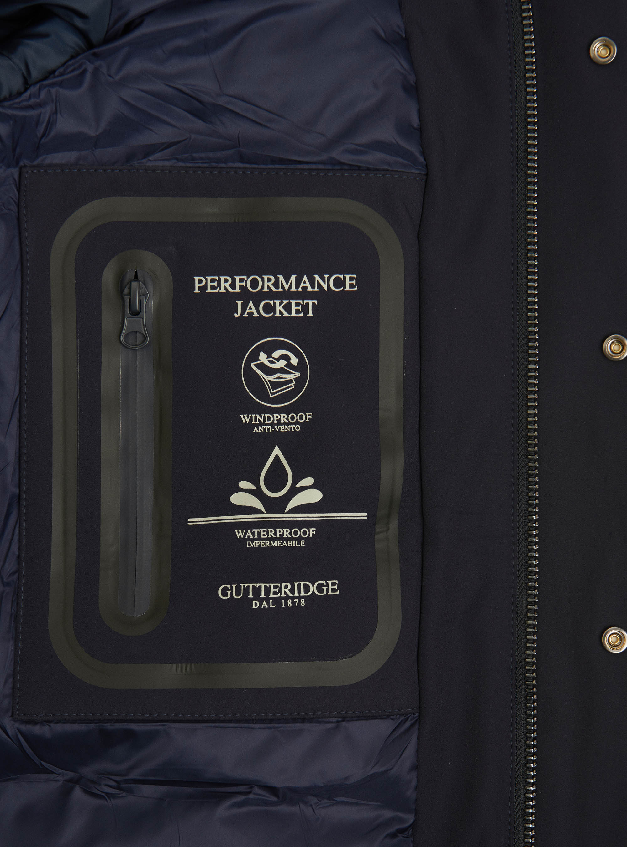 Veste en tissu technique imperm&eacute;able et coupe-vent, BLEU MARINE