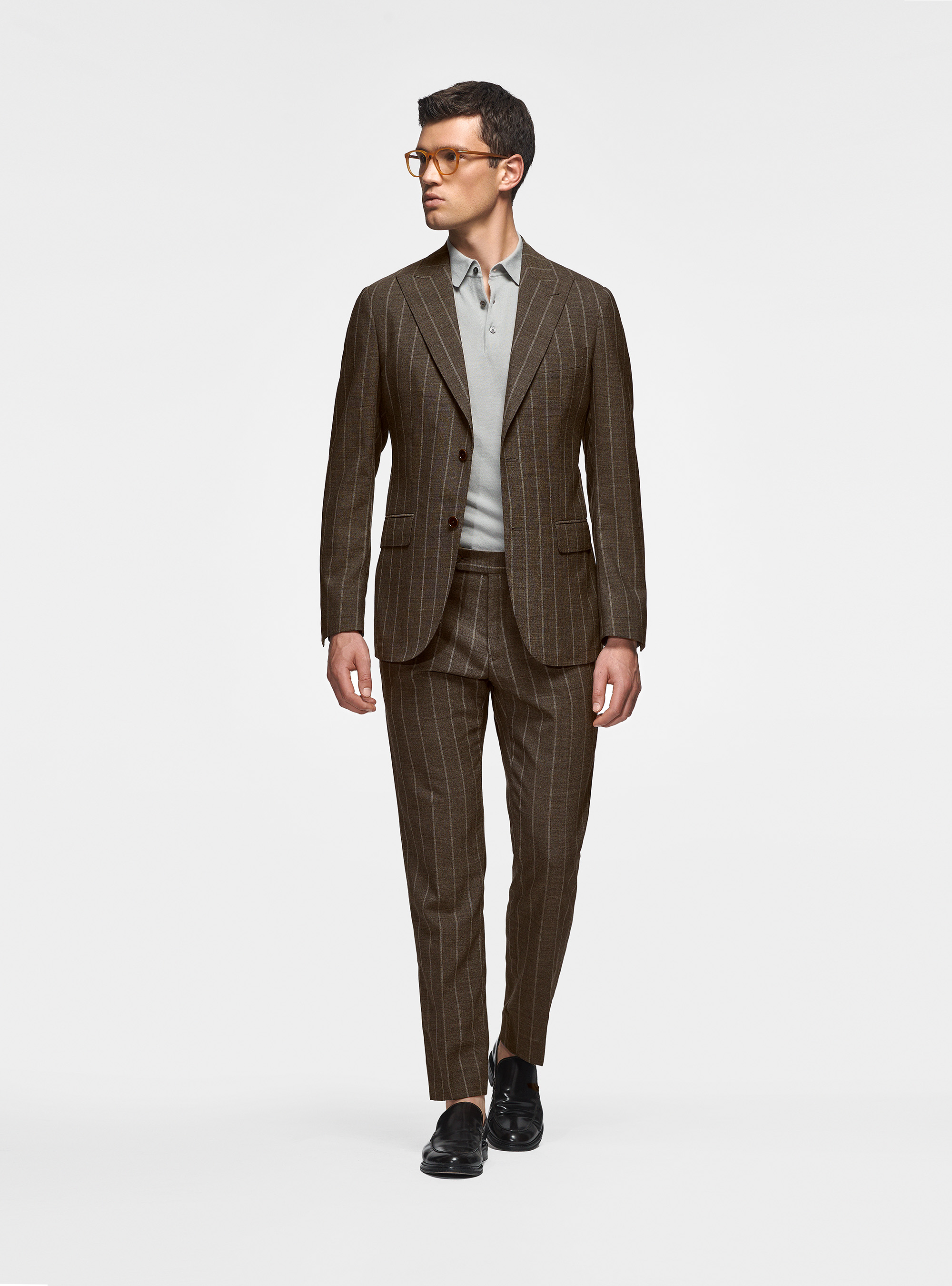 Veste à rayures en pure laine, BOUE