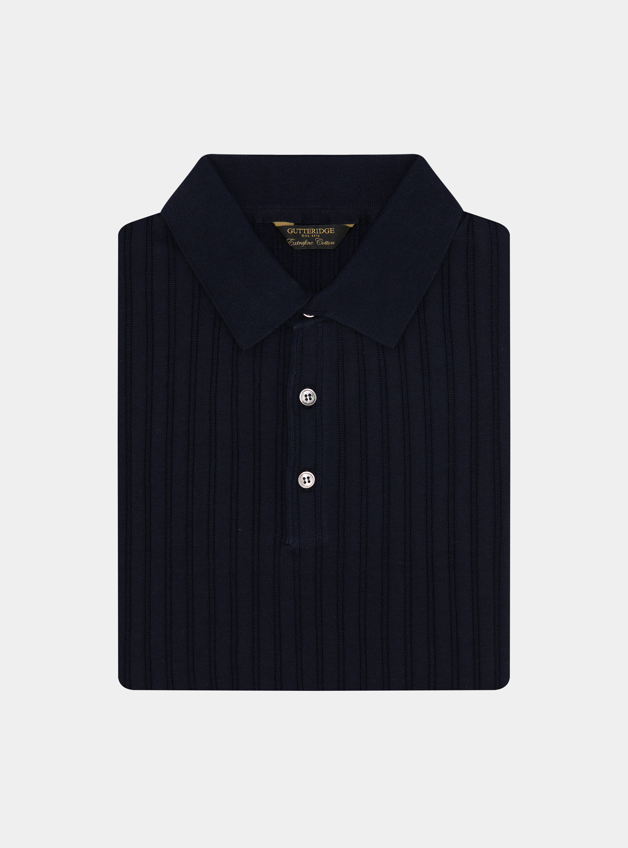 Extra-fine cotton knit polo shirt with openwork ribbing, NAVY BLUE