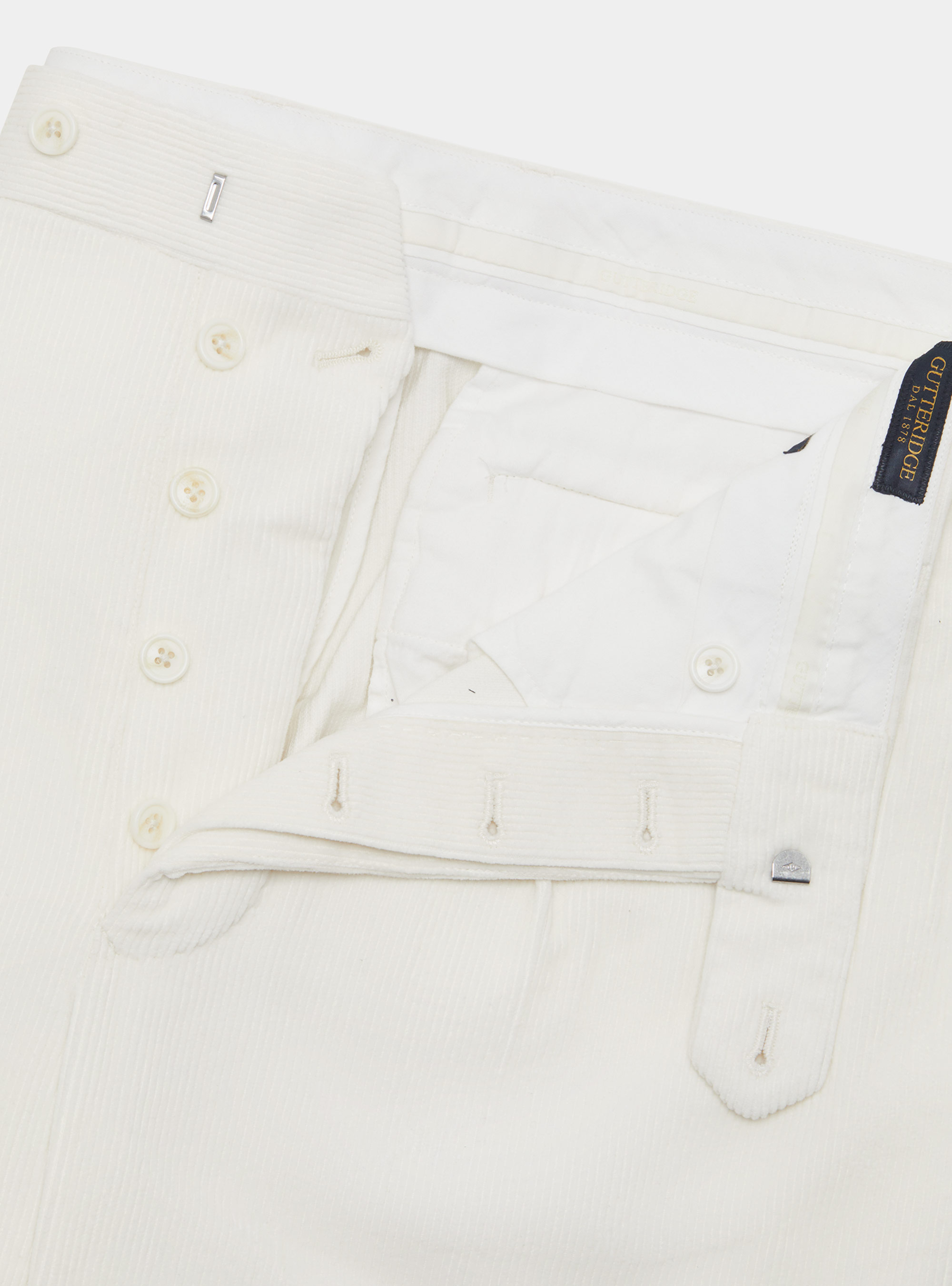 Pantaloni in velluto con cinturino elastico, BIANCO