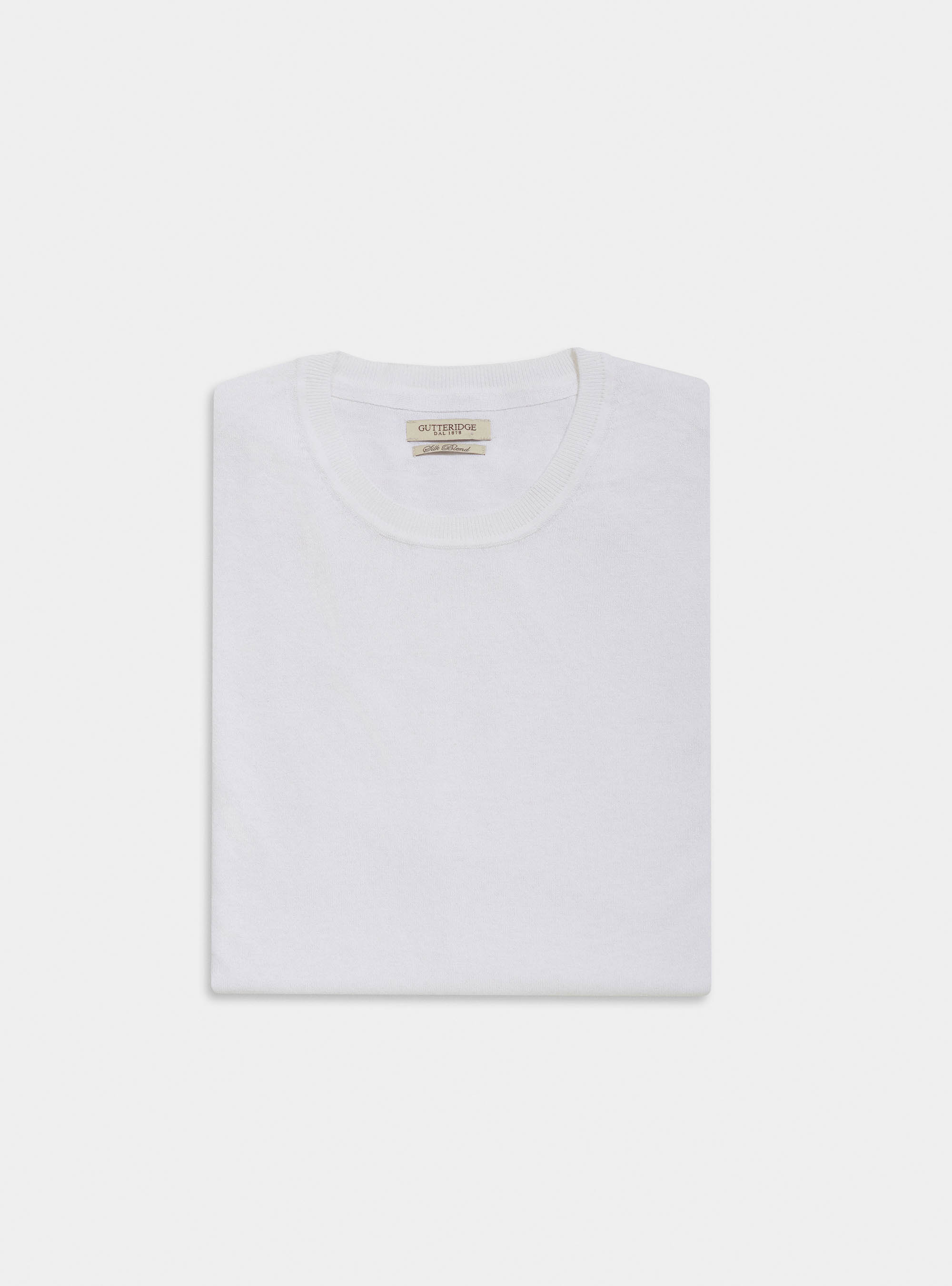 Silk and cotton crew-neck sweater, WHITE