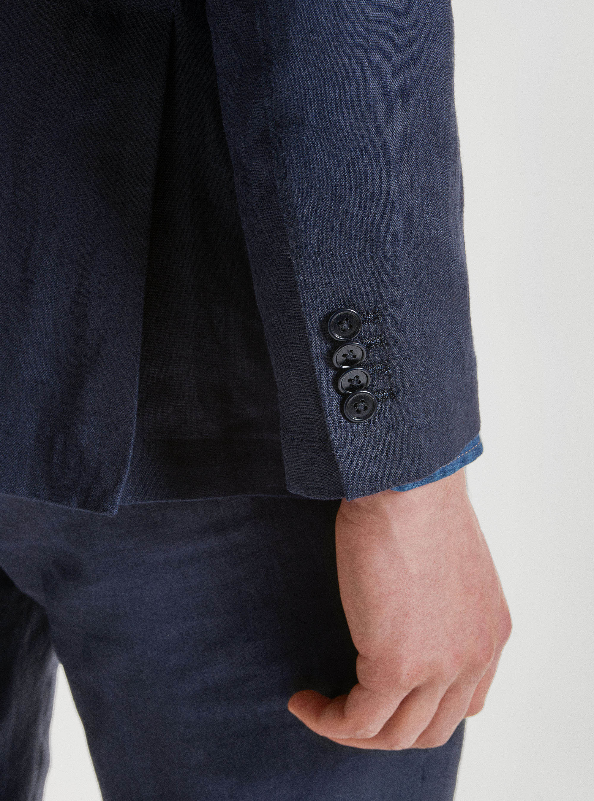 Anzugjacke aus reinem Leinen, NAVY 0218C