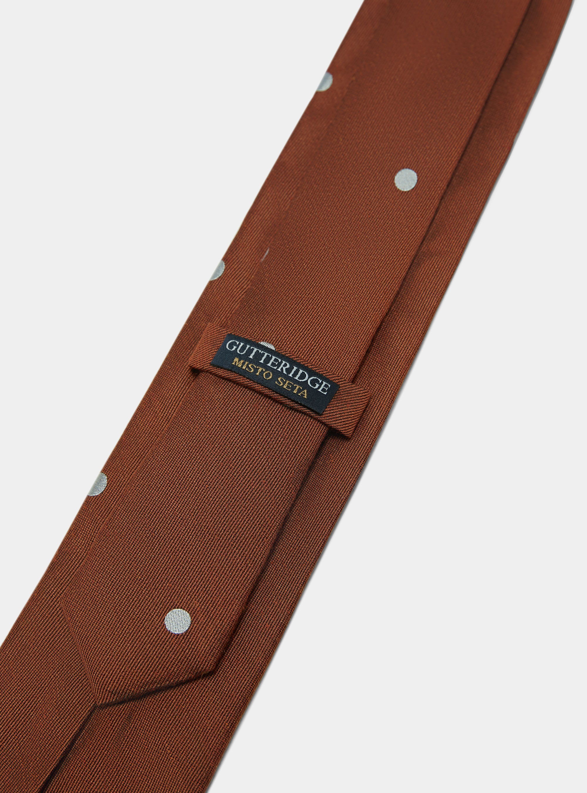 Cravate Macro en soie et lin à pois, TERRE CUITE