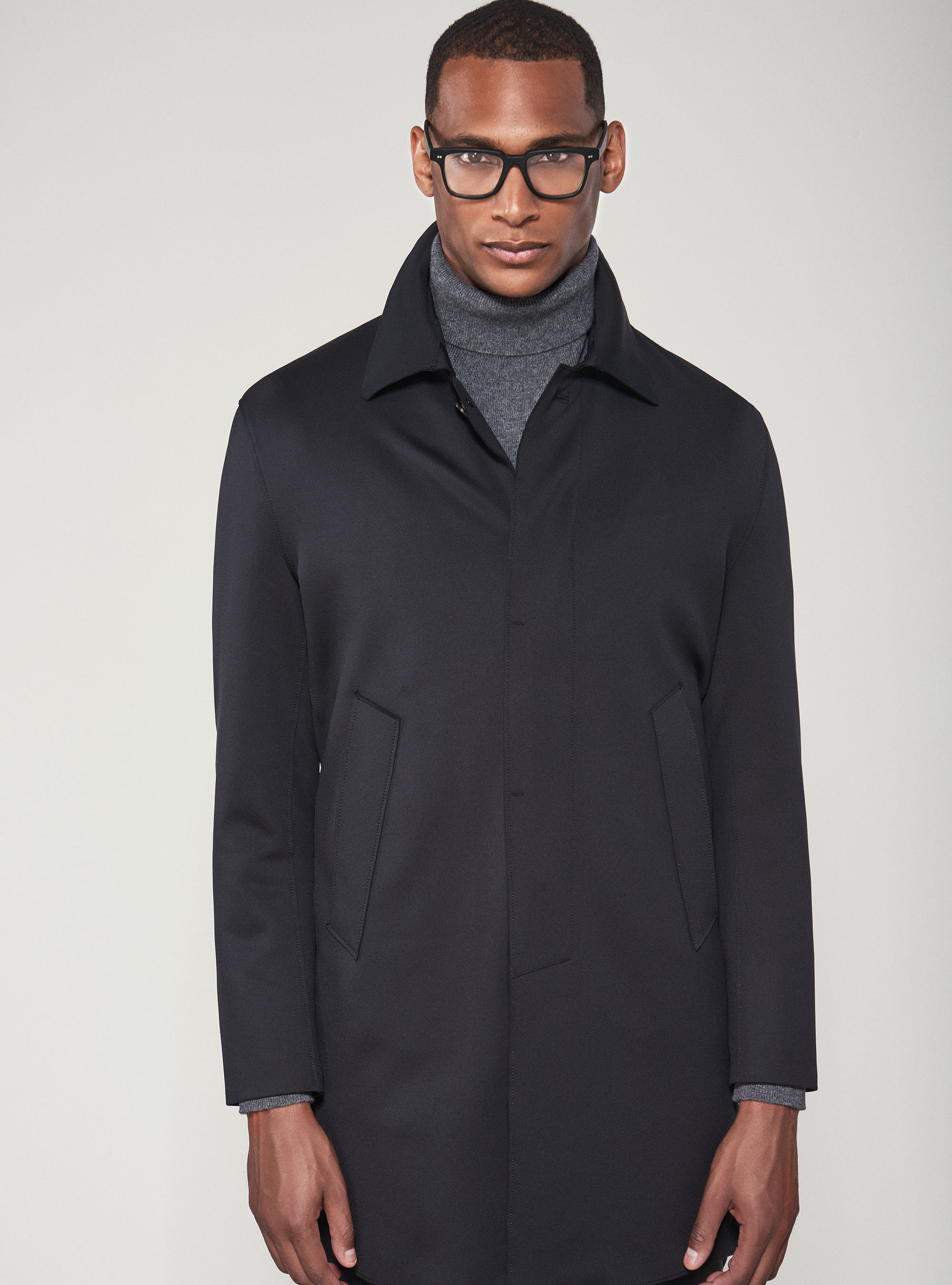 Cappotto monopetto travelwear, NERO