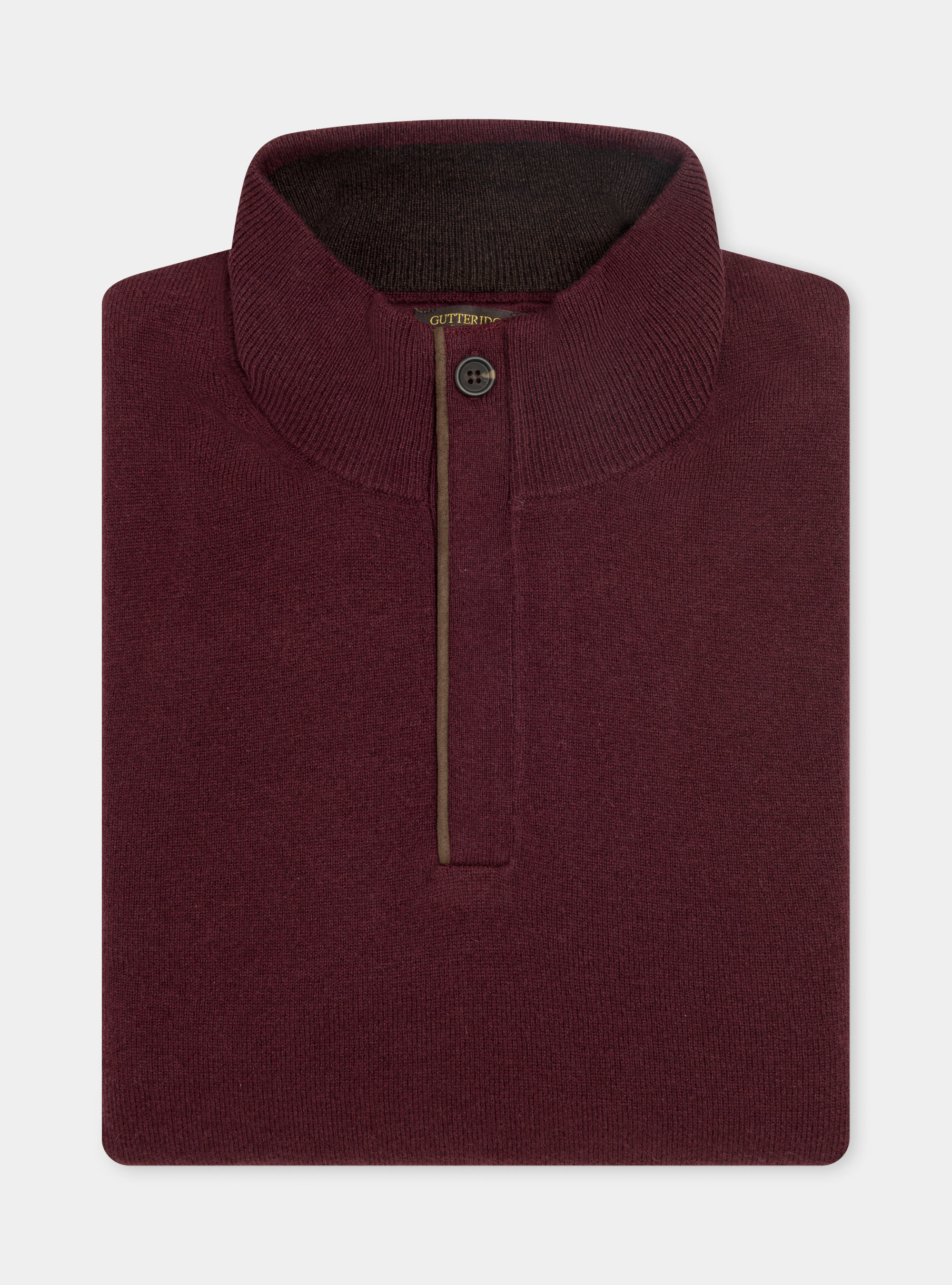 Half-zip sweater with patches in lambswool wool and cashmere, BORDEAUX
