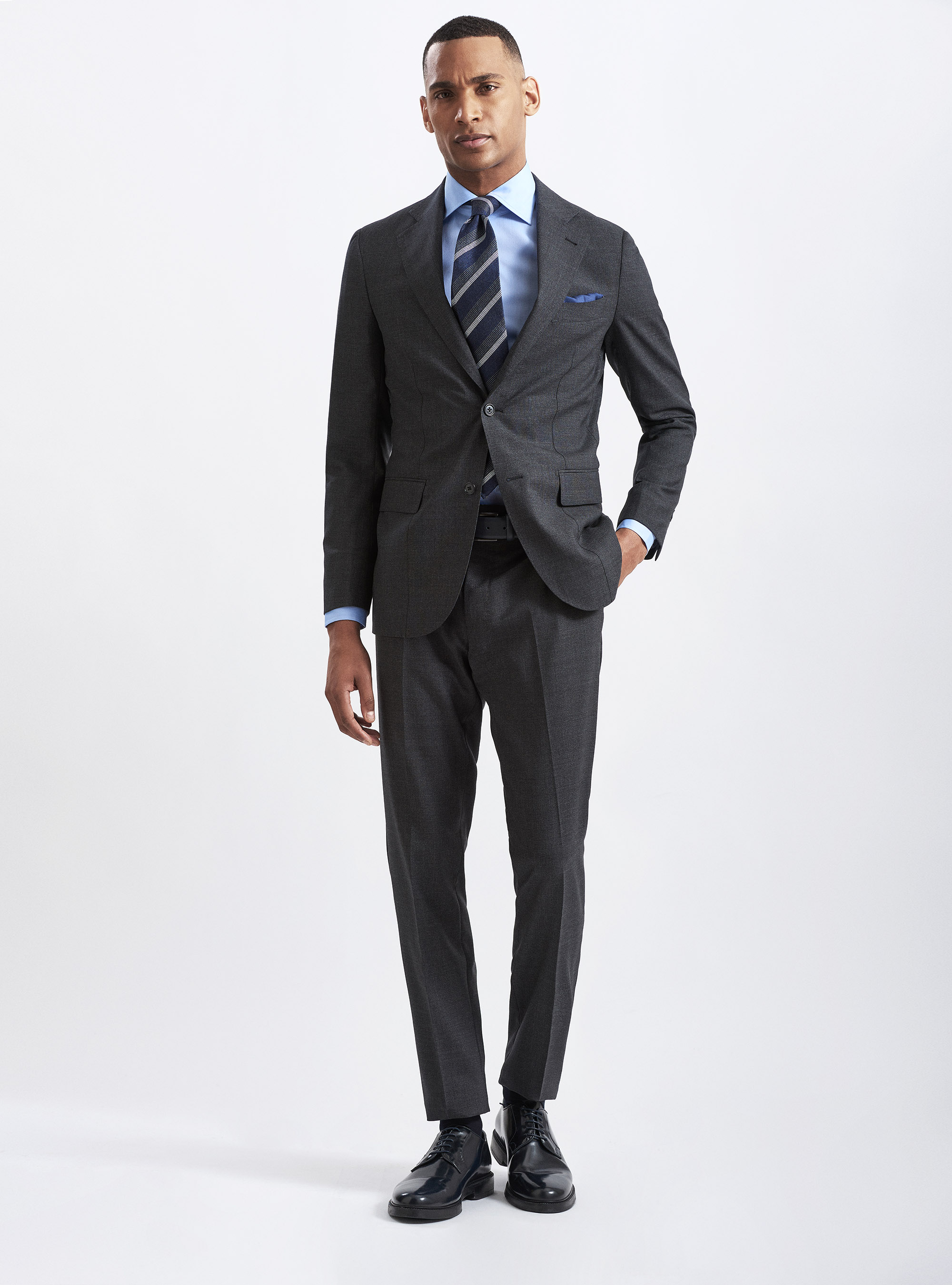 Giacca per abito in pura lana tessuto Vitale Barberis Canonico, ASFALTO