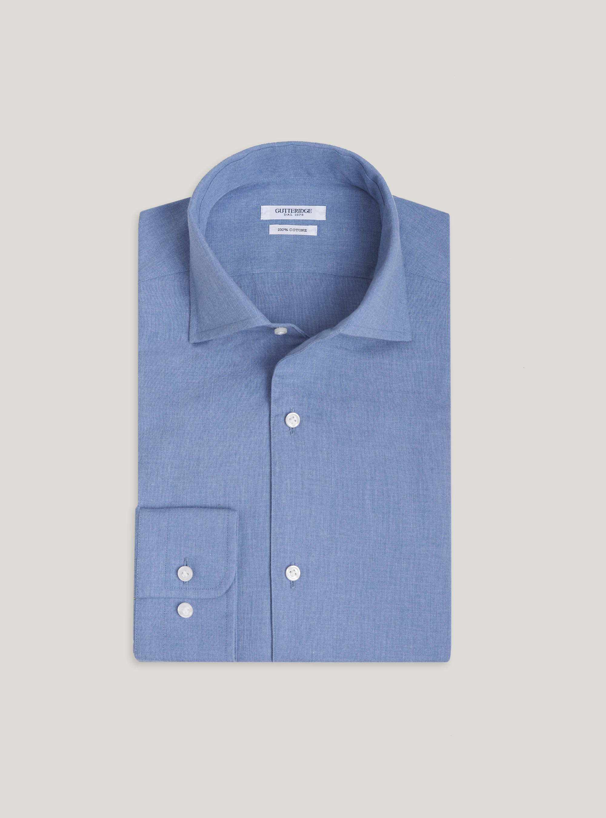 Camicia in flanella di cotone, AZZURRO