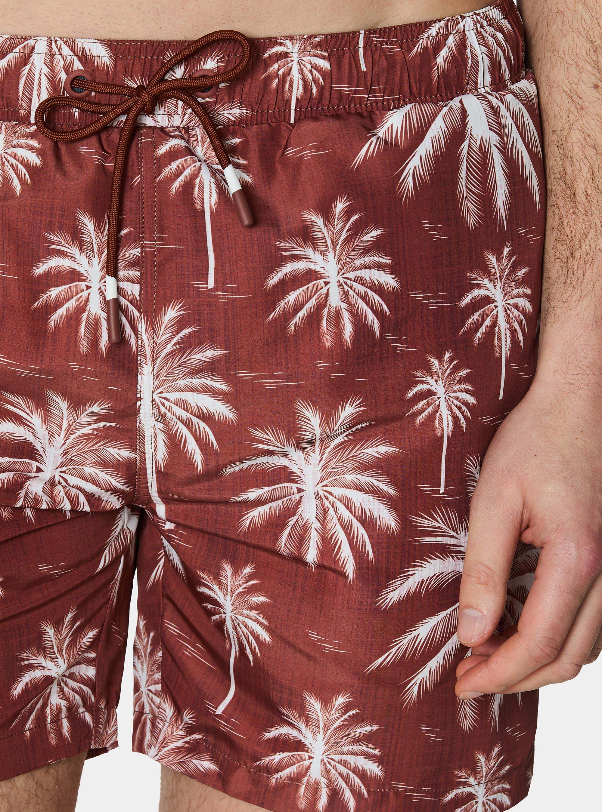 Costume da bagno stampato con palme, TERRACOTTA