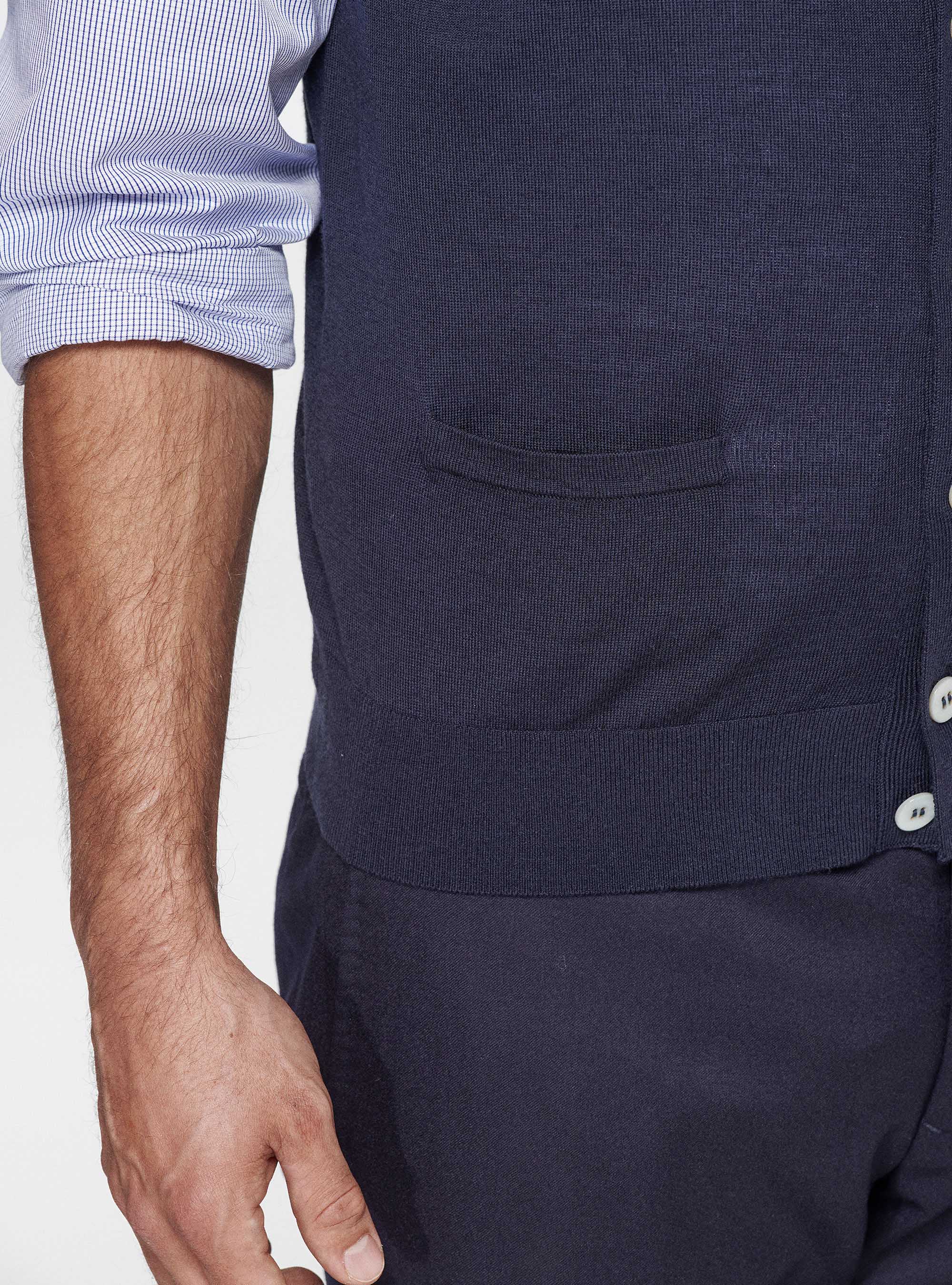 Gilet in maglia in pura lana merino extrafine, BLU NAVY