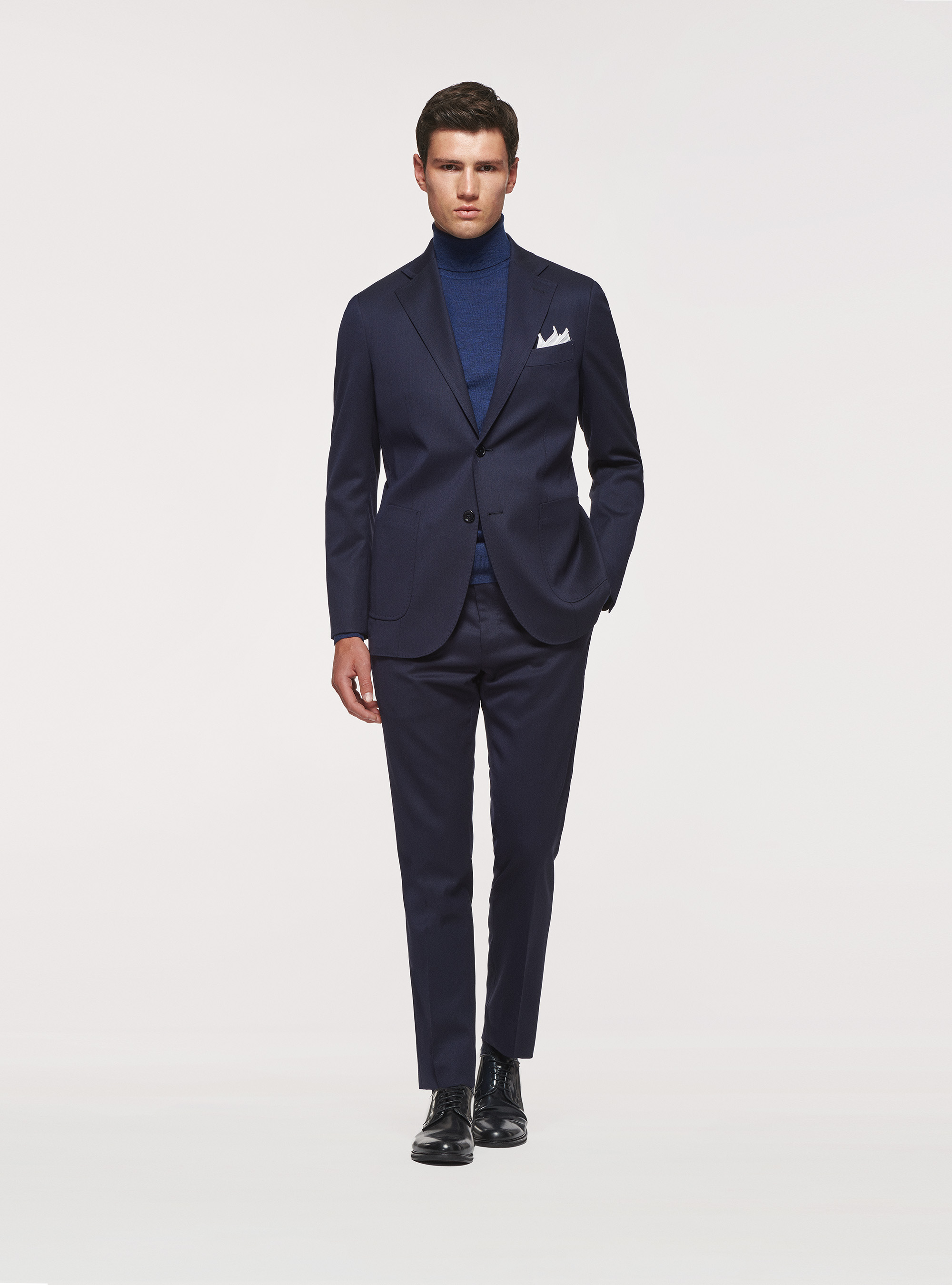 Travel blazer in pure stretch wool, NAVY BLUE
