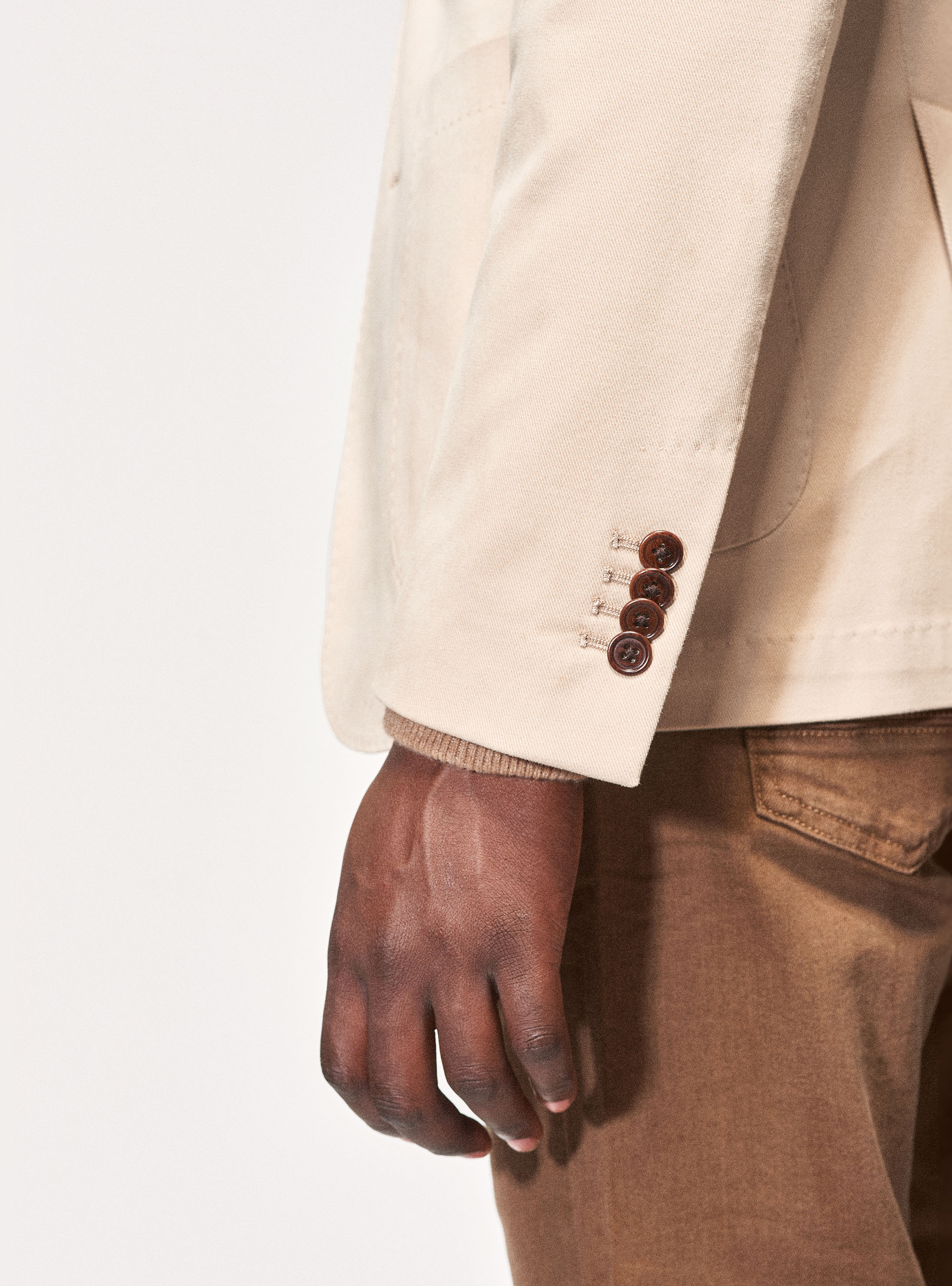 Giacca in cotone stretch smerigliato, ECRU