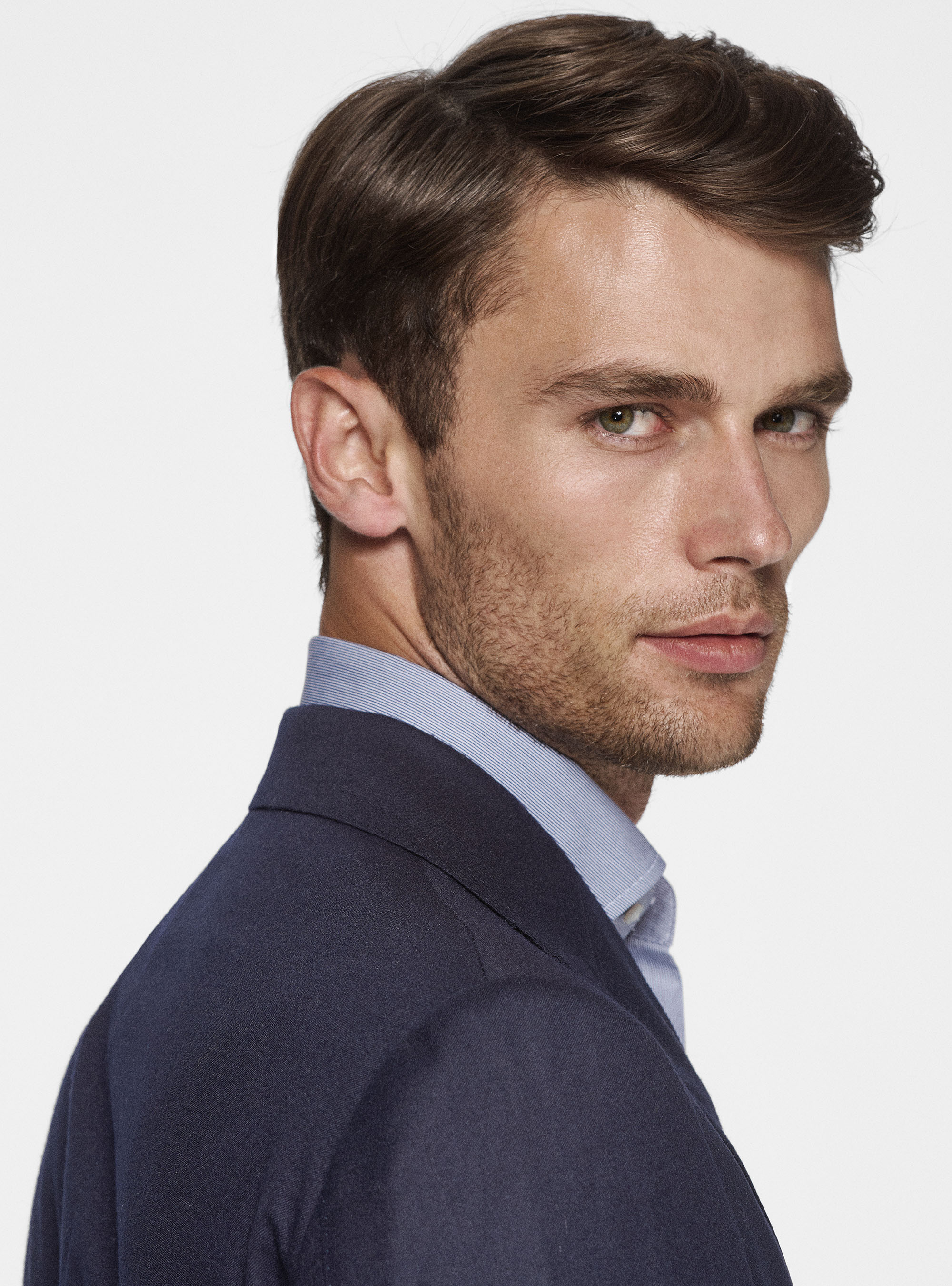 Vitale Barberis Canonico veste en flanelle à double boutonnage, BLEU MARINE