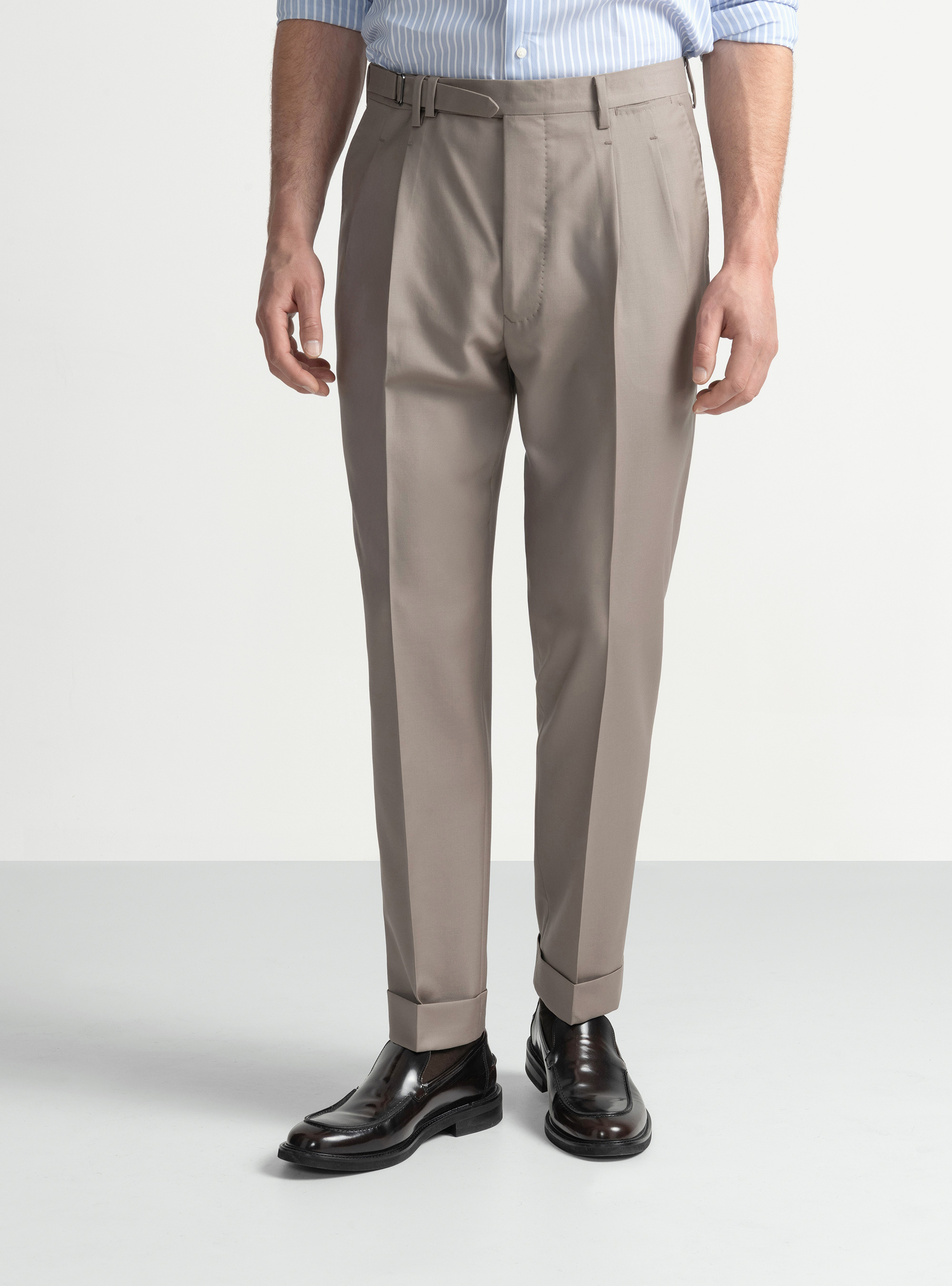 Vitale Barberis Canonico wool pleat trousers, MUD
