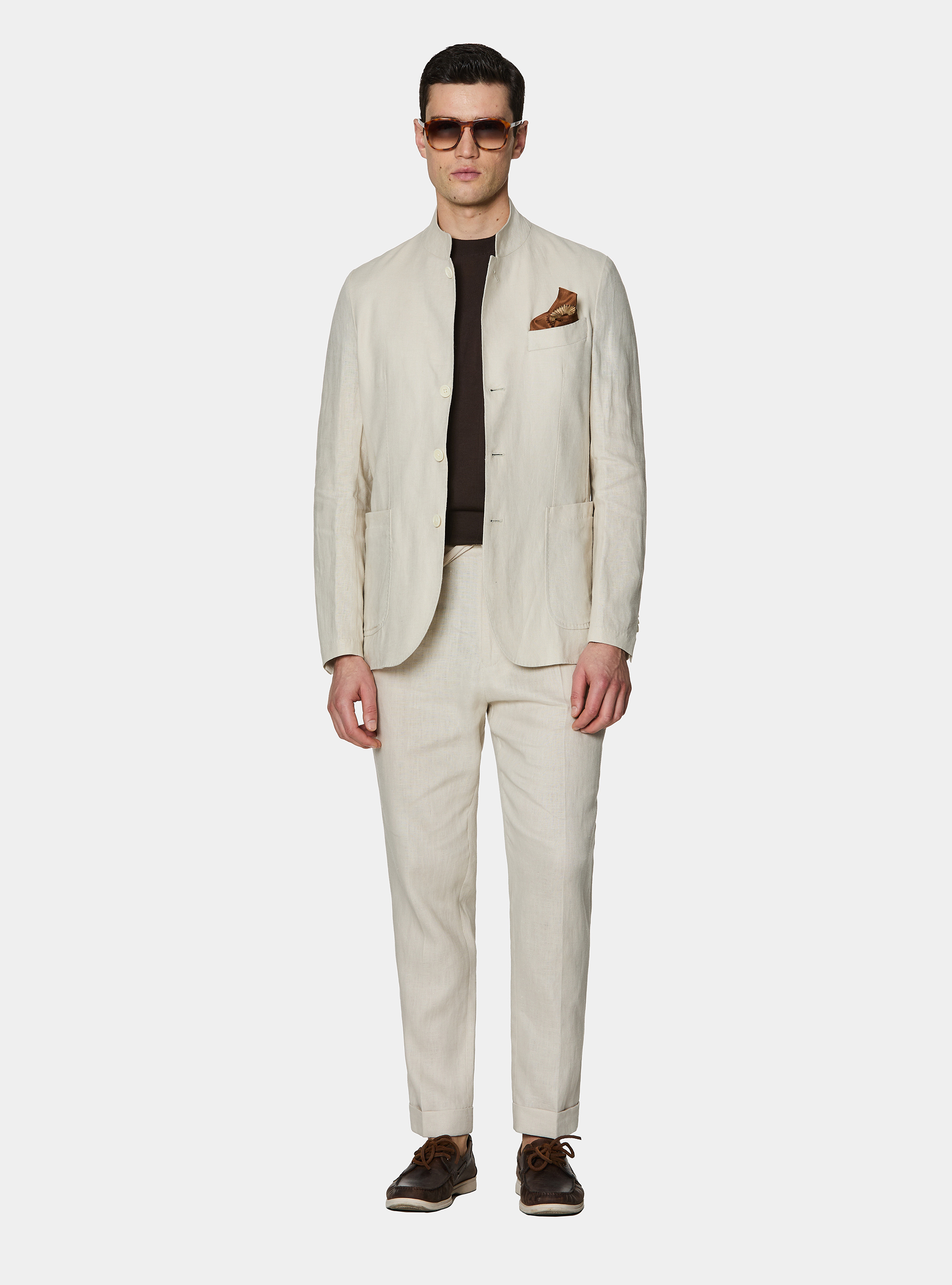 Korean blazer in pure linen, ECRU