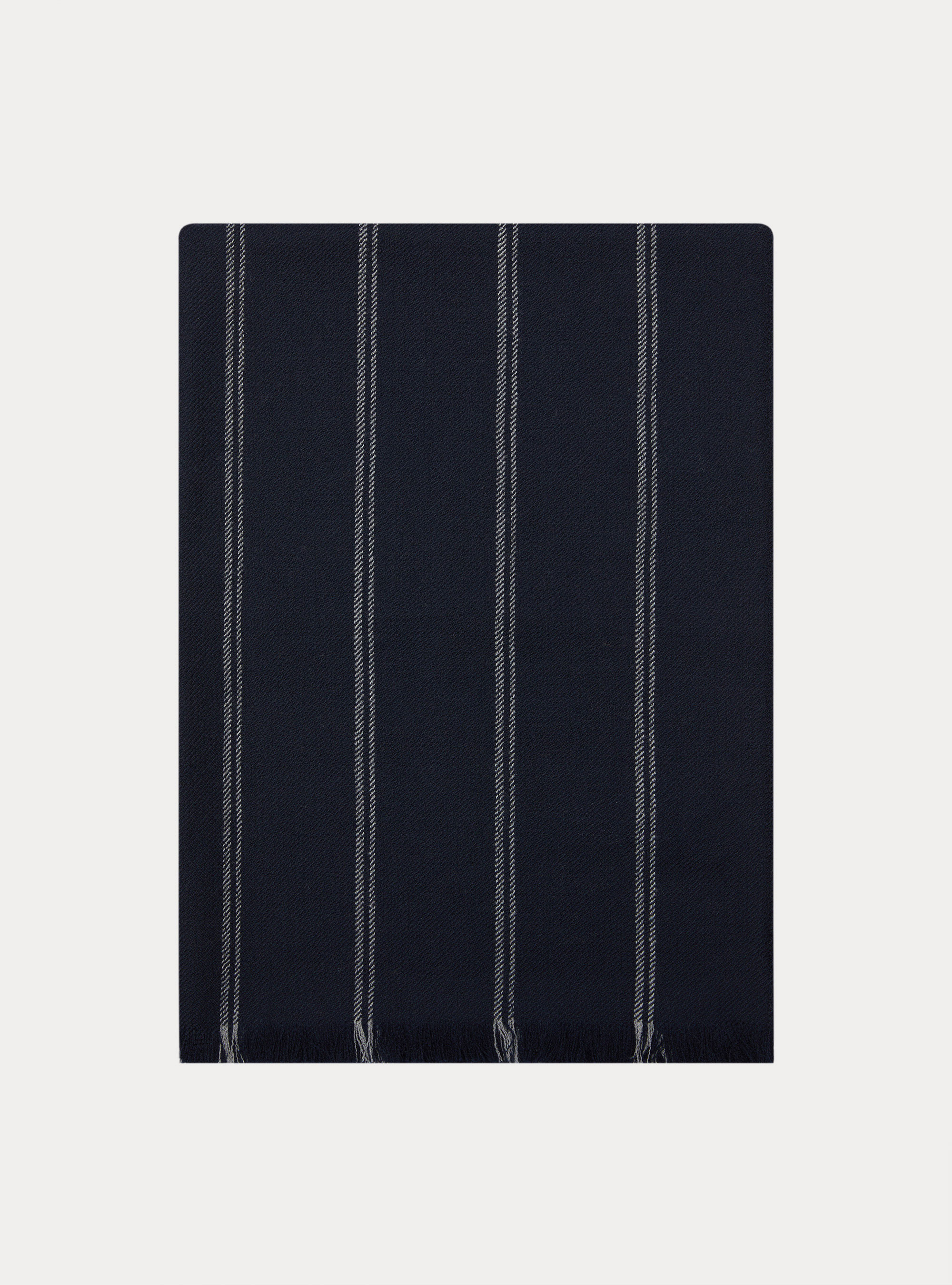 Sciarpa in pura lana a righe, BLUE NAVY / GREY
