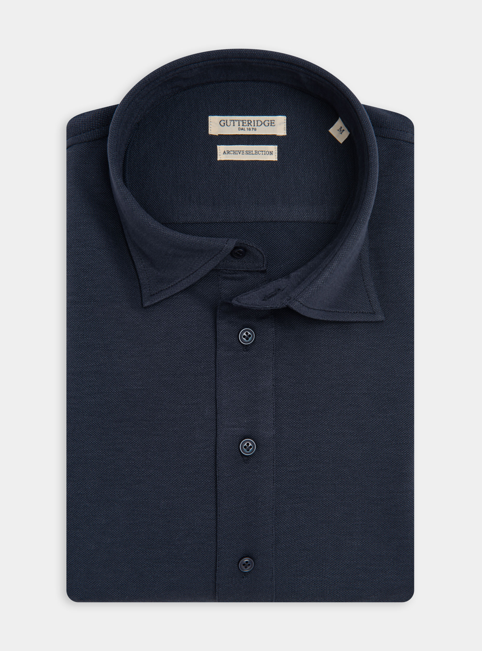Polo camicia in cotone piquet, BLU NAVY