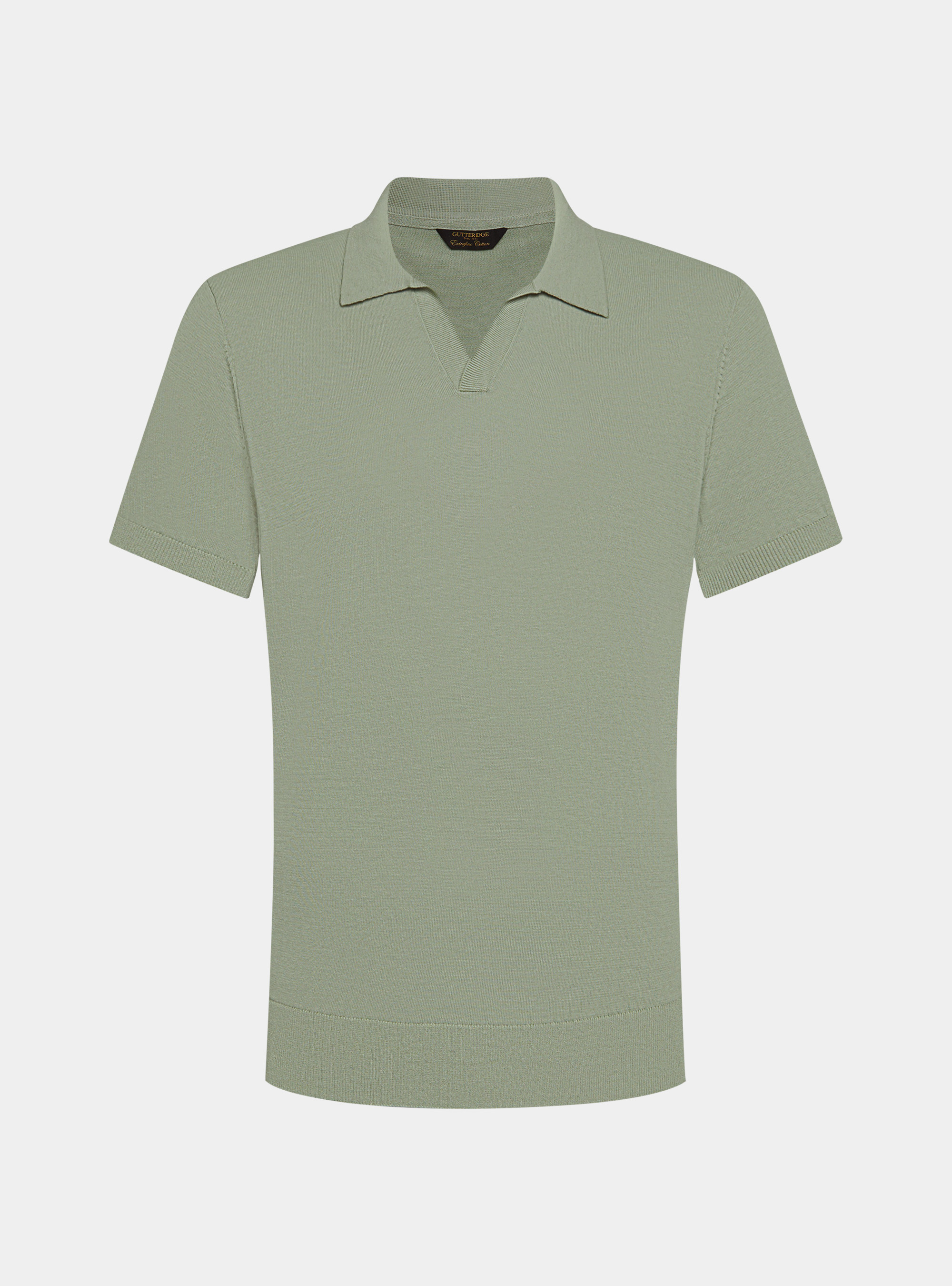 Polo in maglia senza bottoni in cotone extrafine, SALVIA 0602C