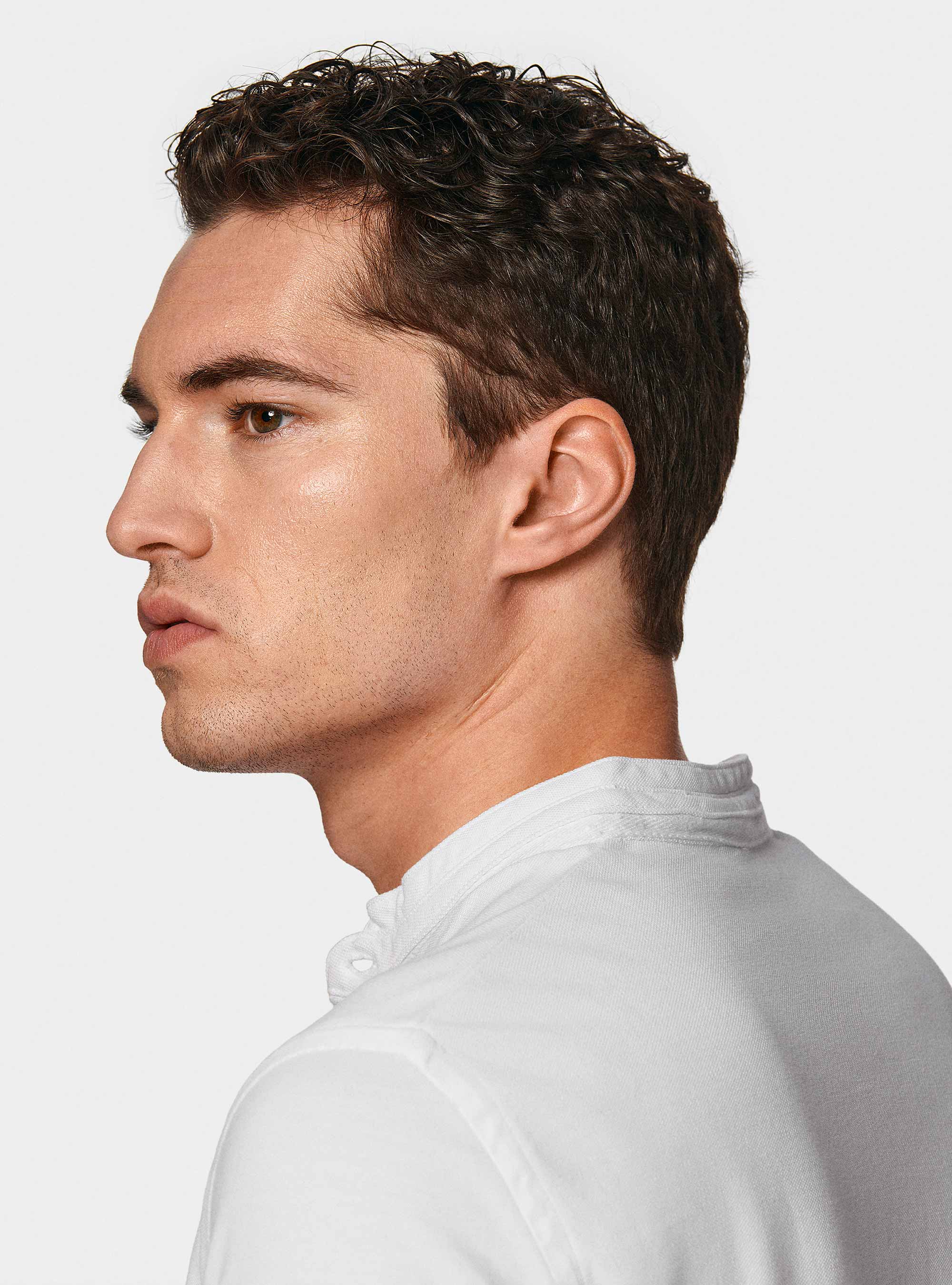 Polo en piqué coréen, BLANC