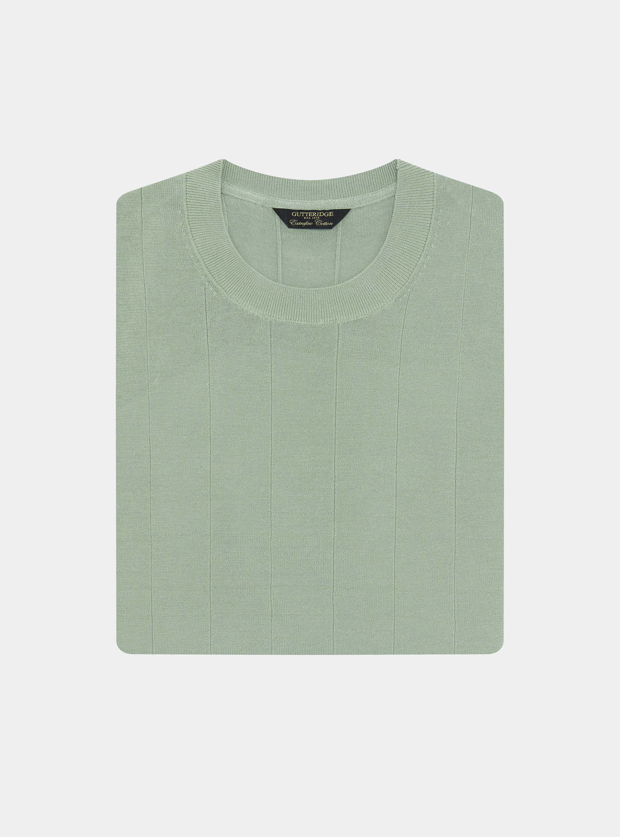 Maglia in puro cotone costa piatta, SALVIA 0602C