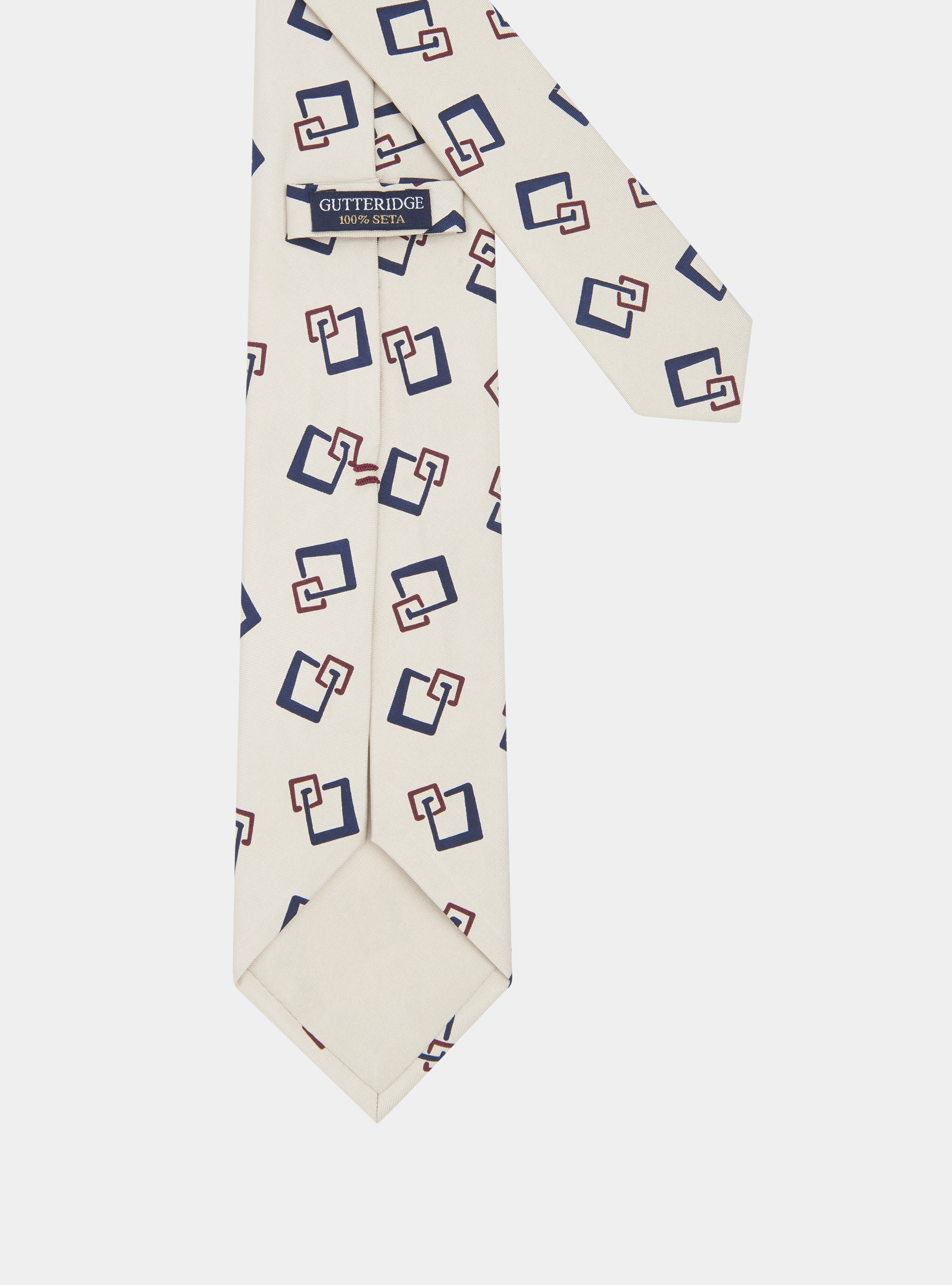 Cravatta in seta a fantasia geometrica, ECRU