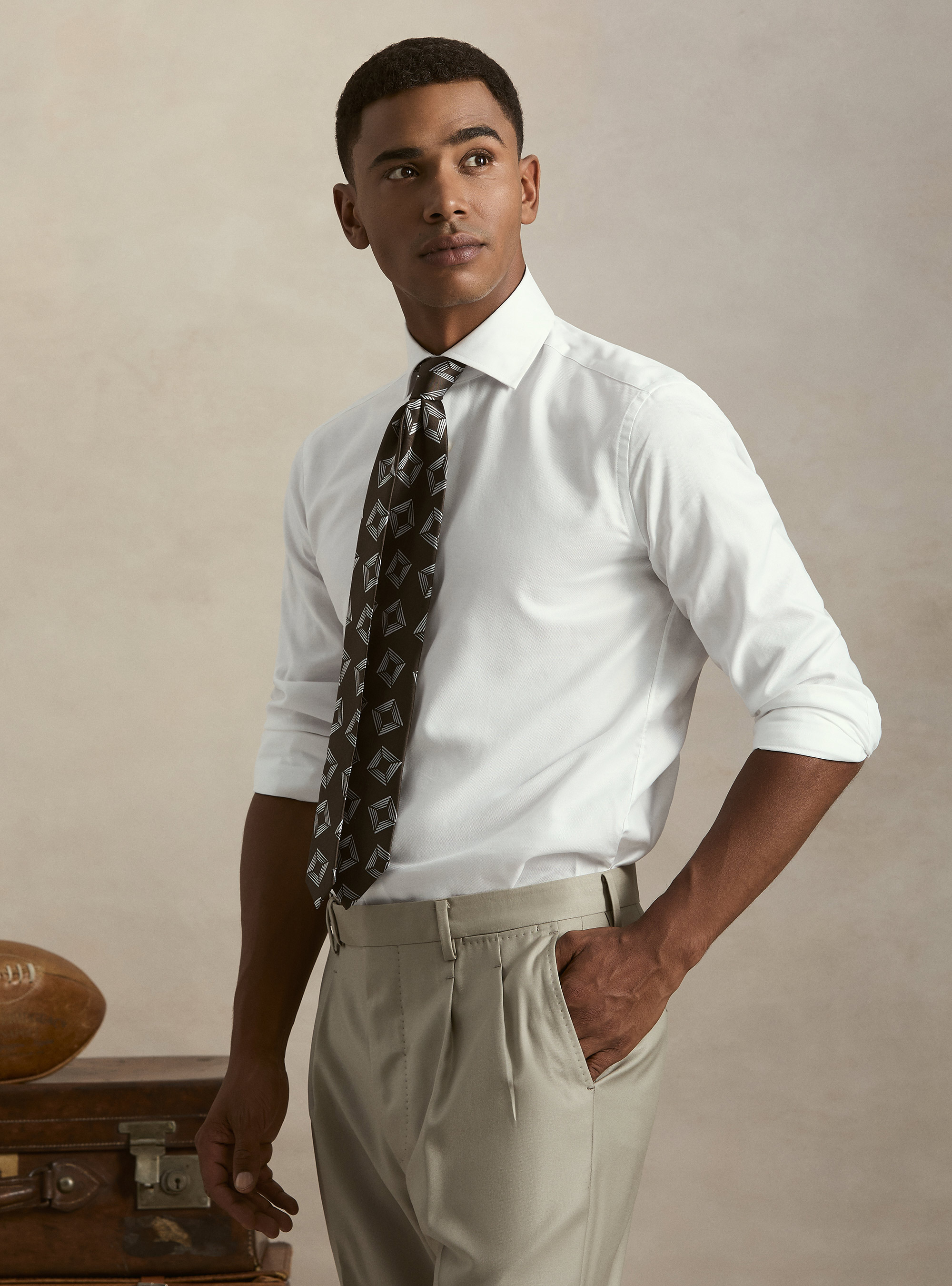 Camisa de algod&oacute;n oxford, BLANCO