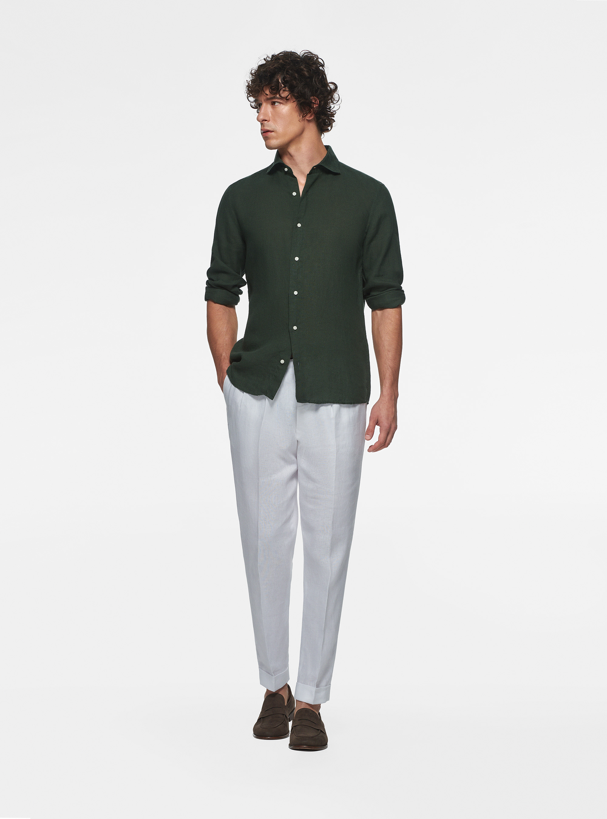 Pure linen shirt, GREEN