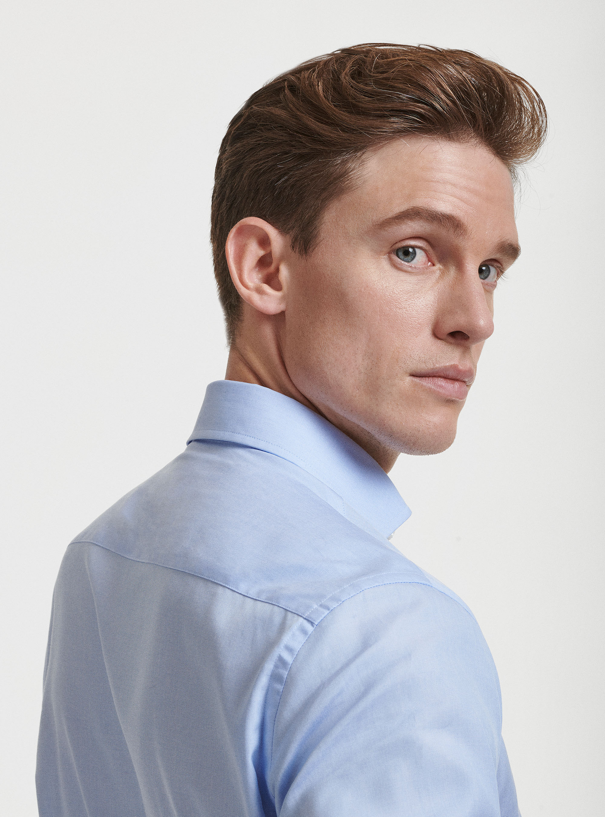 Chemise fil-&agrave;-fil en coton, BLEU CIEL