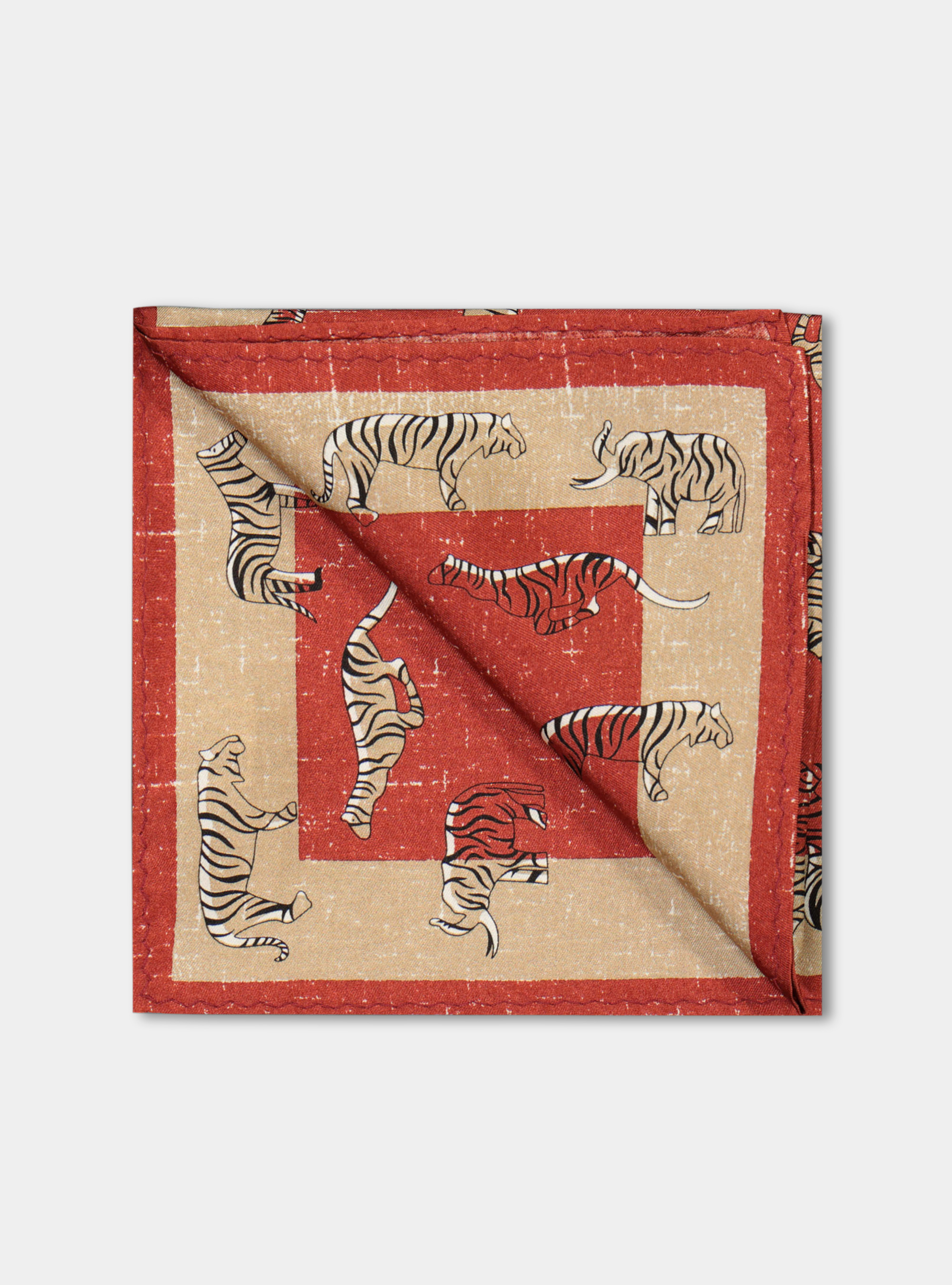 Pochette safari in seta stampata, TERRACOTTA