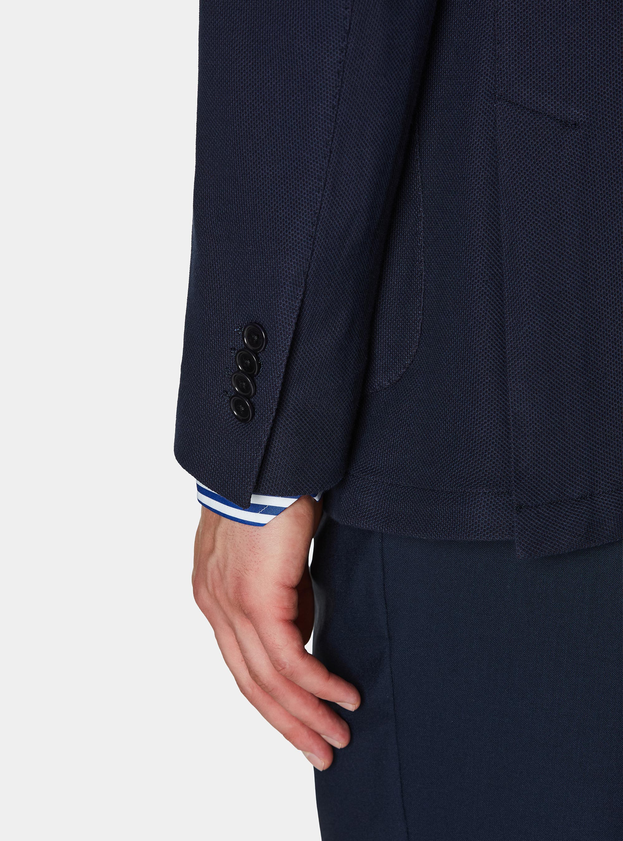 Americana de jersey de mezcla de algod&oacute;n, AZUL MARINO