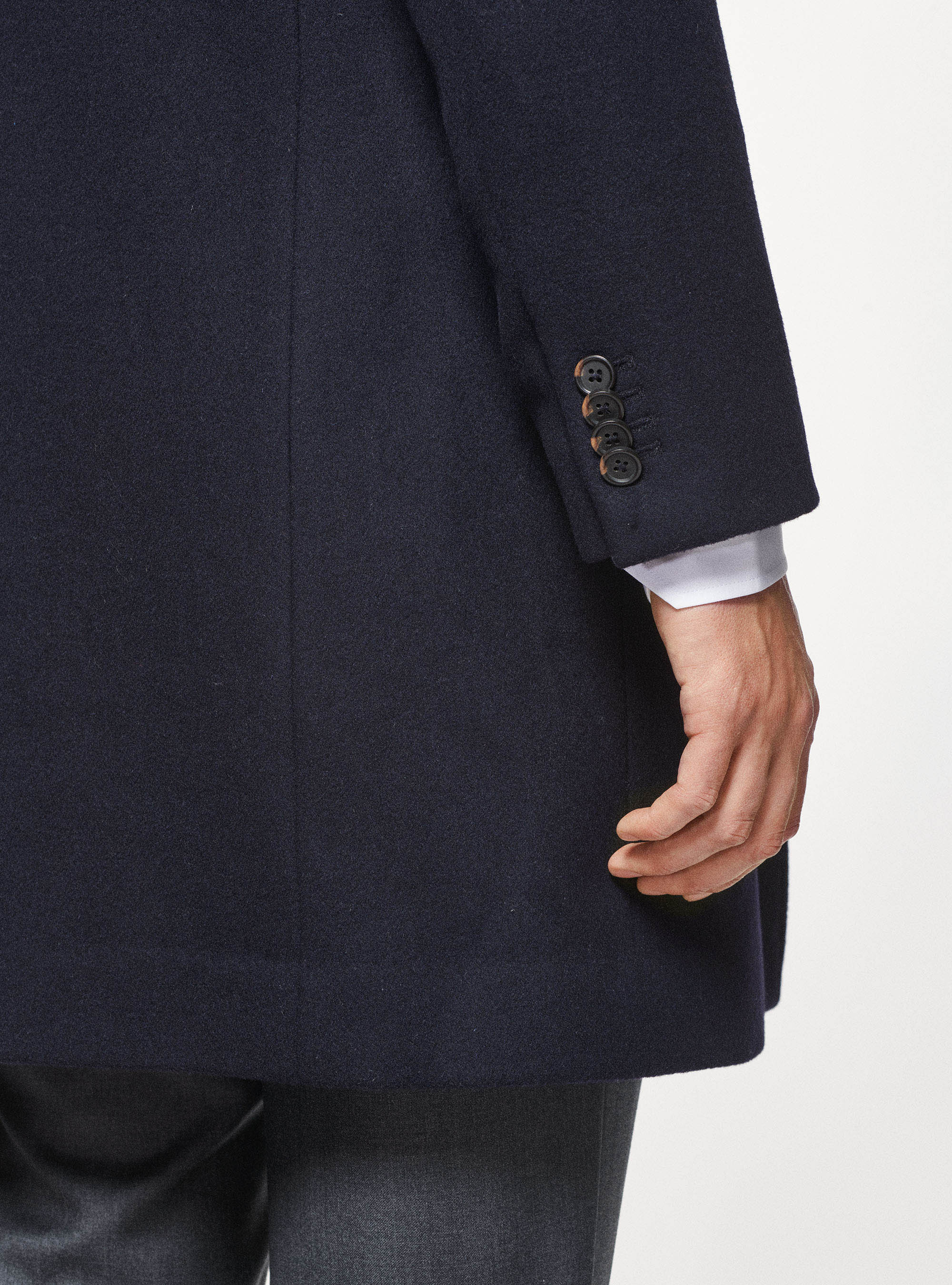 Cappotto monopetto in lana e cashmere, BLU NAVY