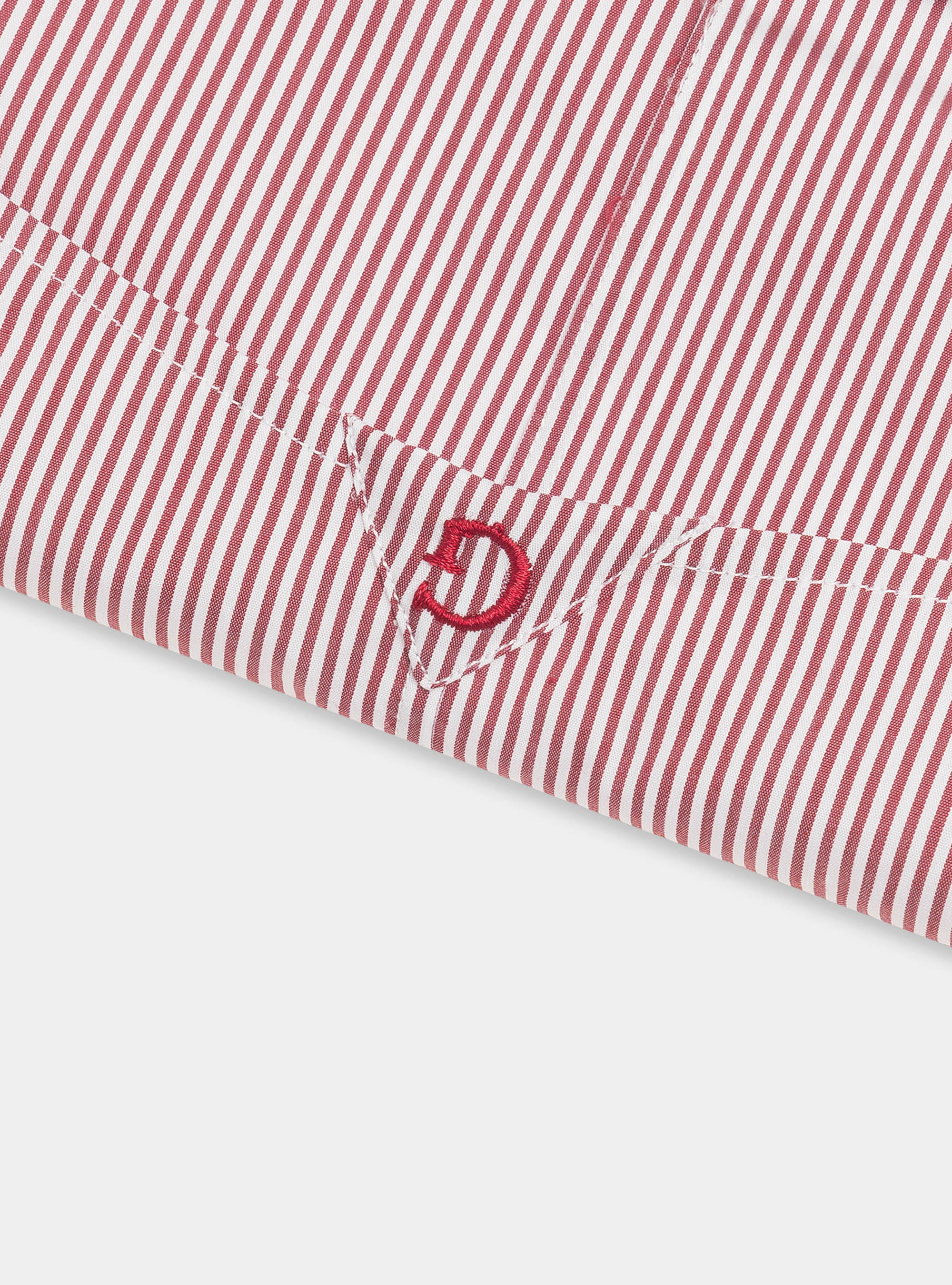 Camicia slim fit in popeline di cotone stretch rigato, BORDEAUX