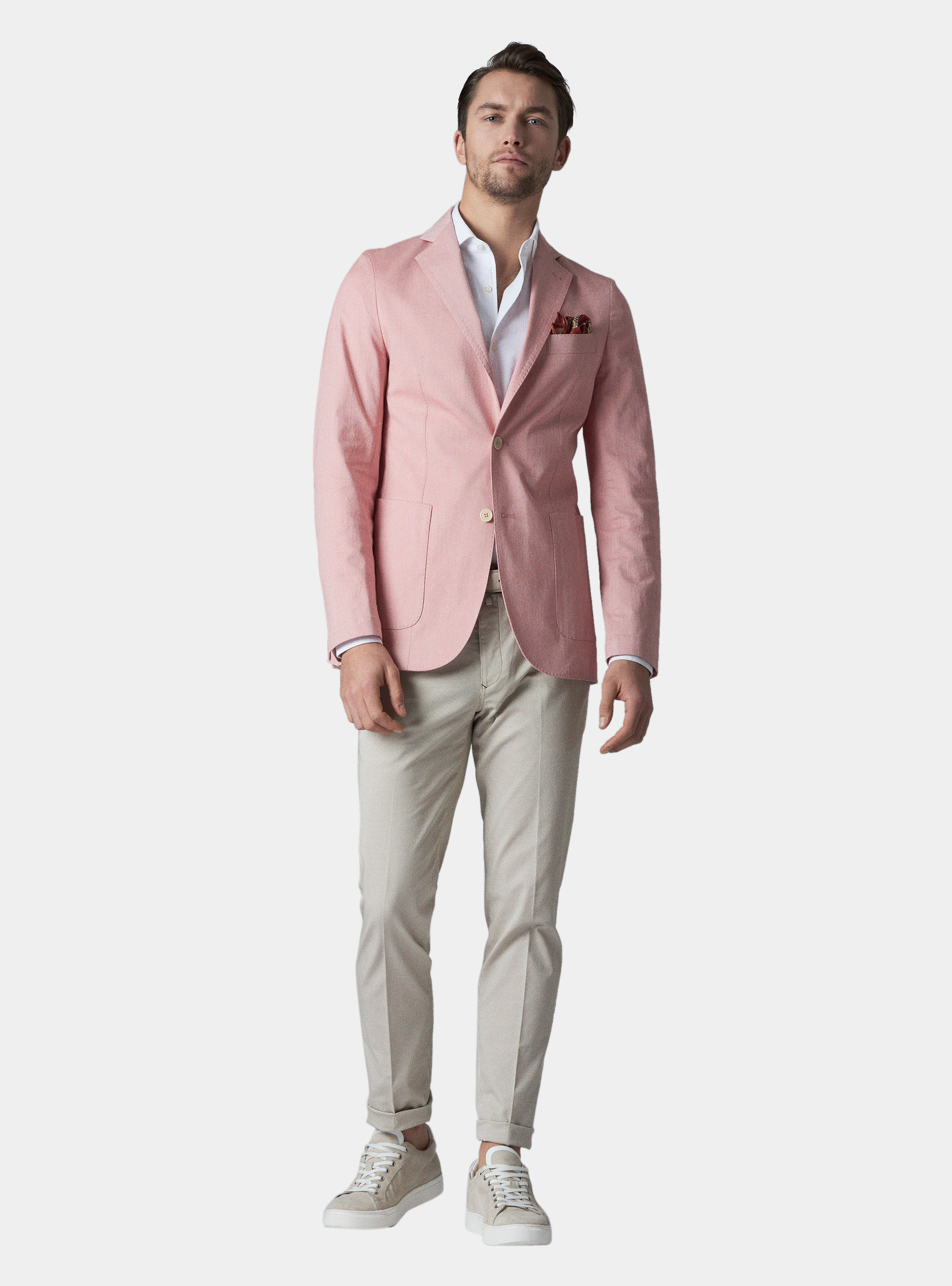 Pantaloni in cotone stretch, ECRU