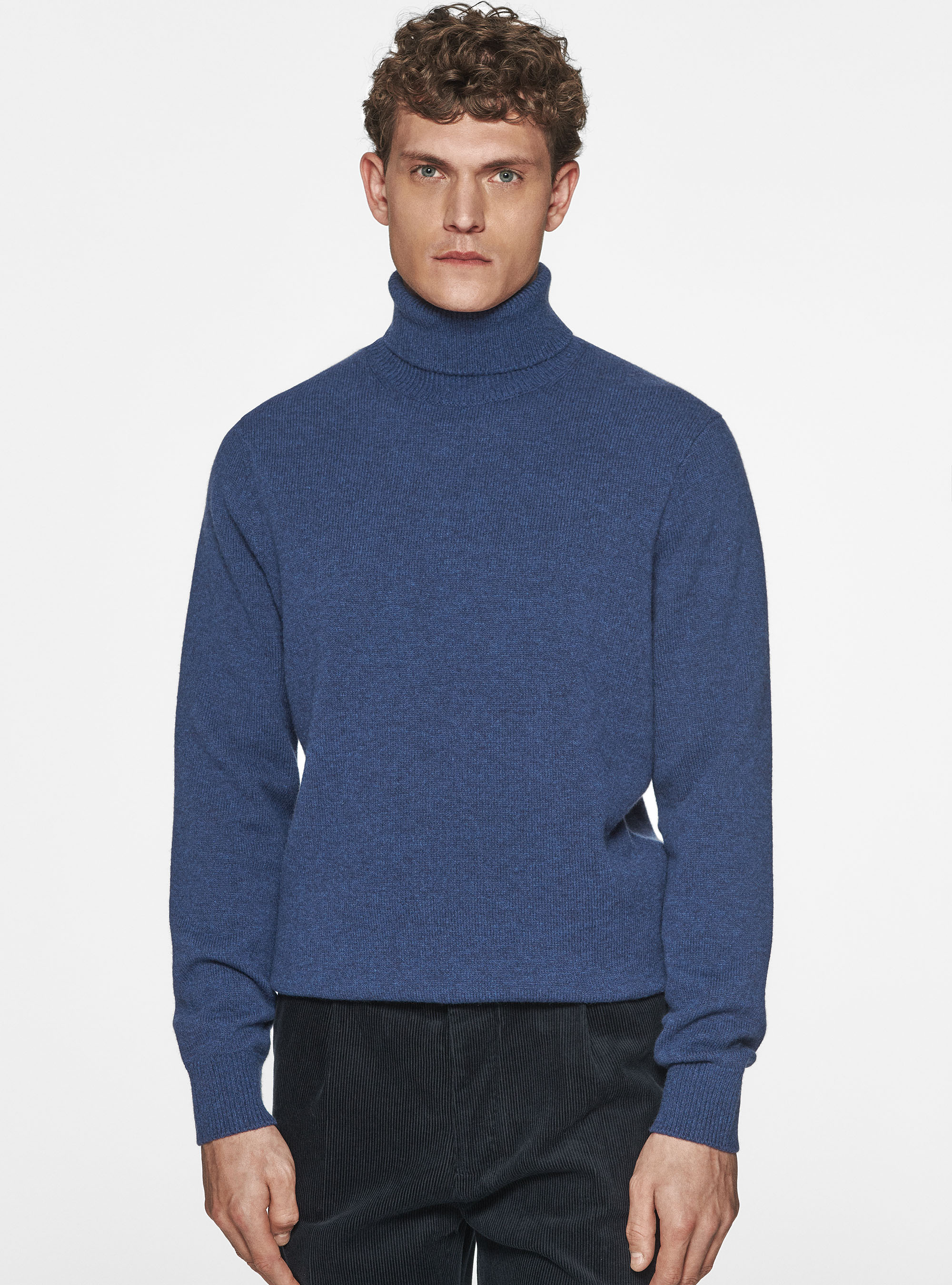 Maglia collo alto in lana merino, INCHIOSTRO