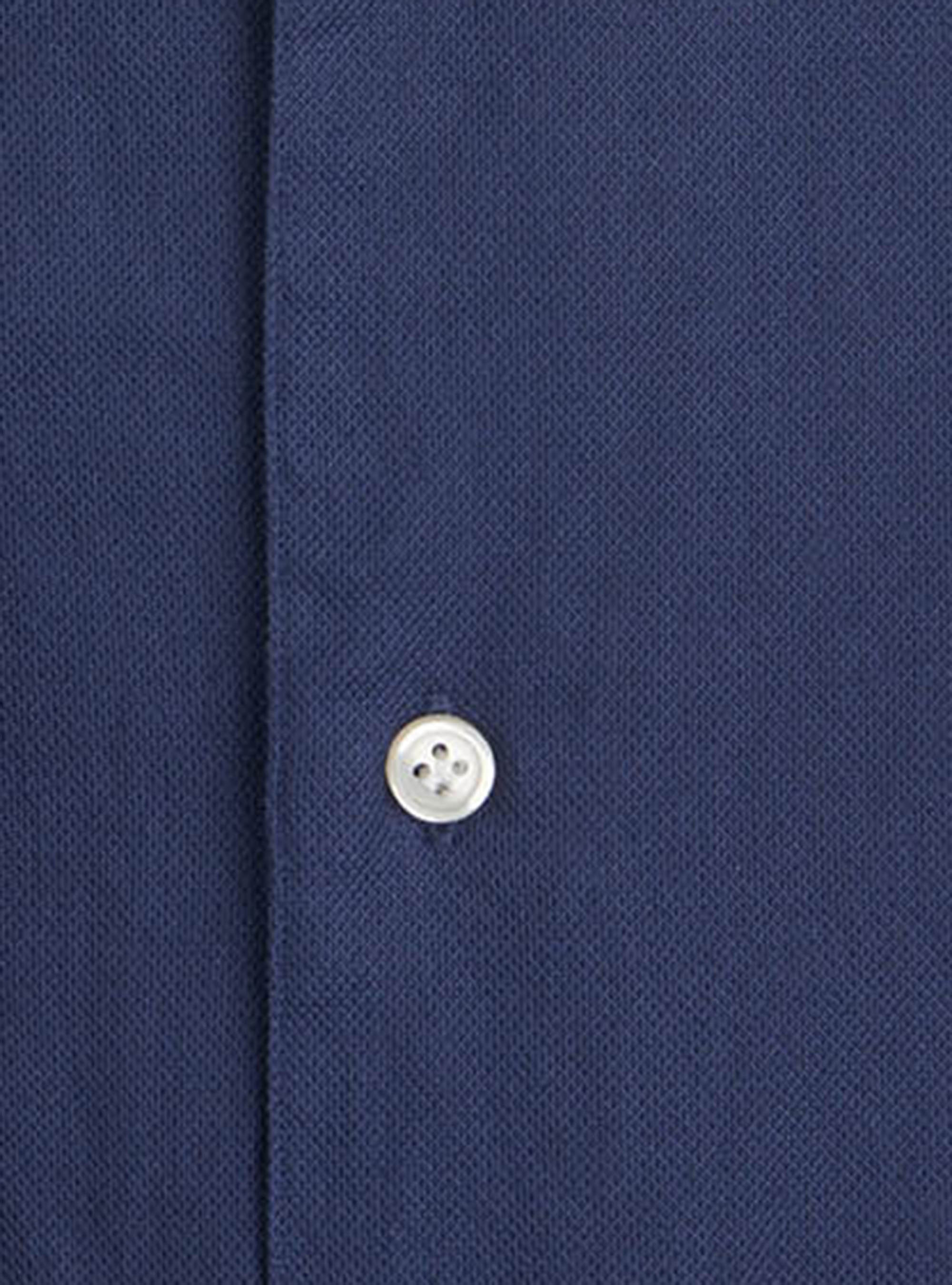Camicia in piquet di cotone tinto in capo, BLU NAVY